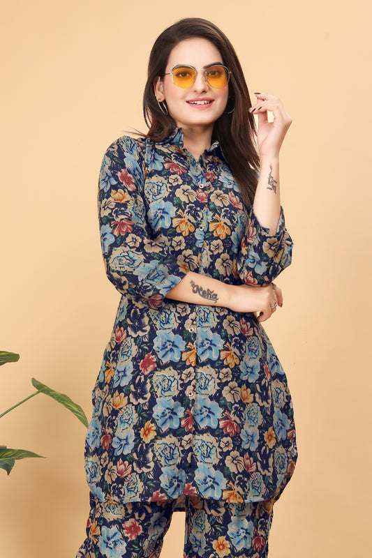 Blue Floral Print Co-Ord Set for Women – Stylish & Trendy