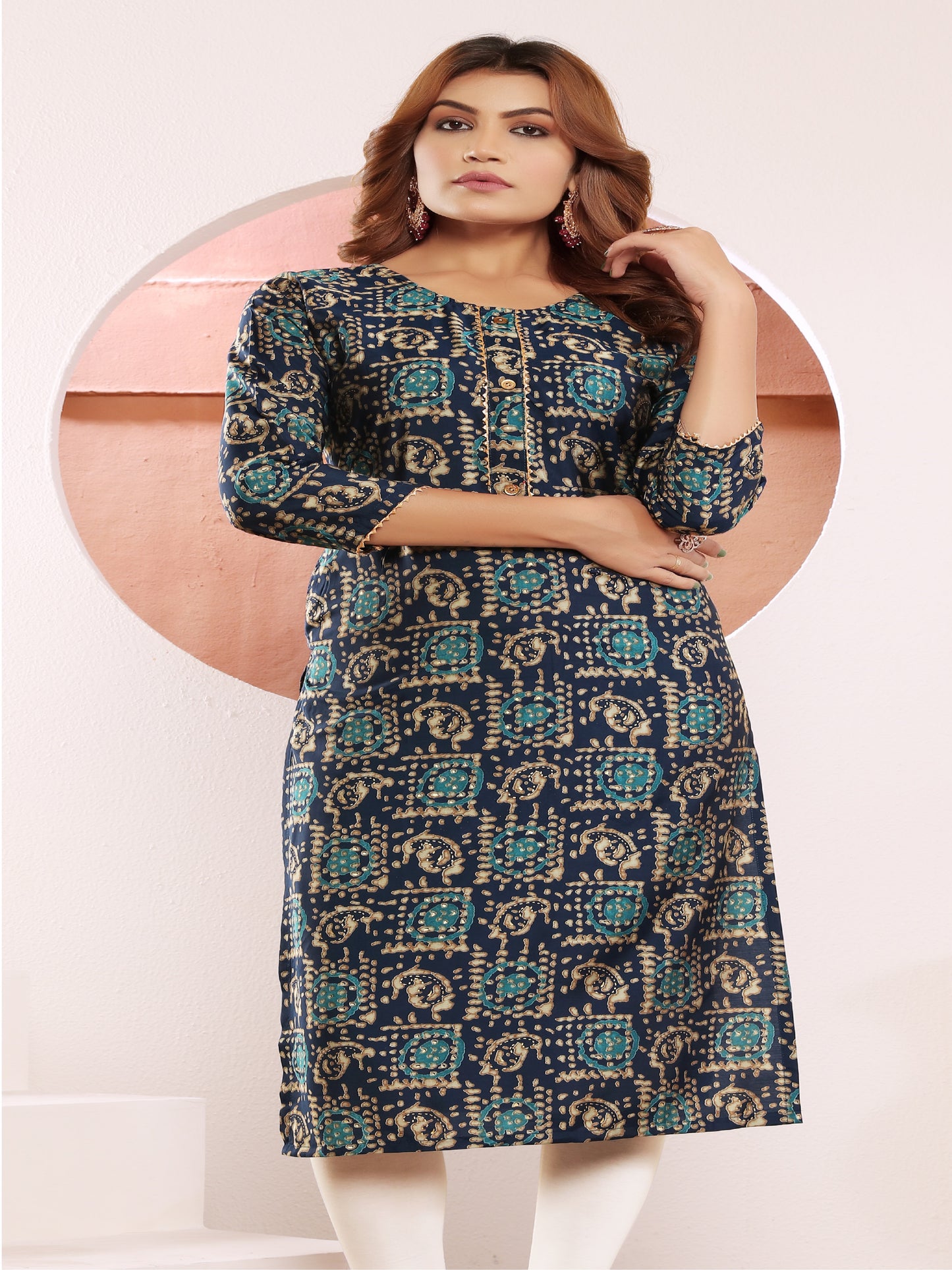 Tealish Blue Printed Muslin Kurti for Women – Casual & Daily Wear