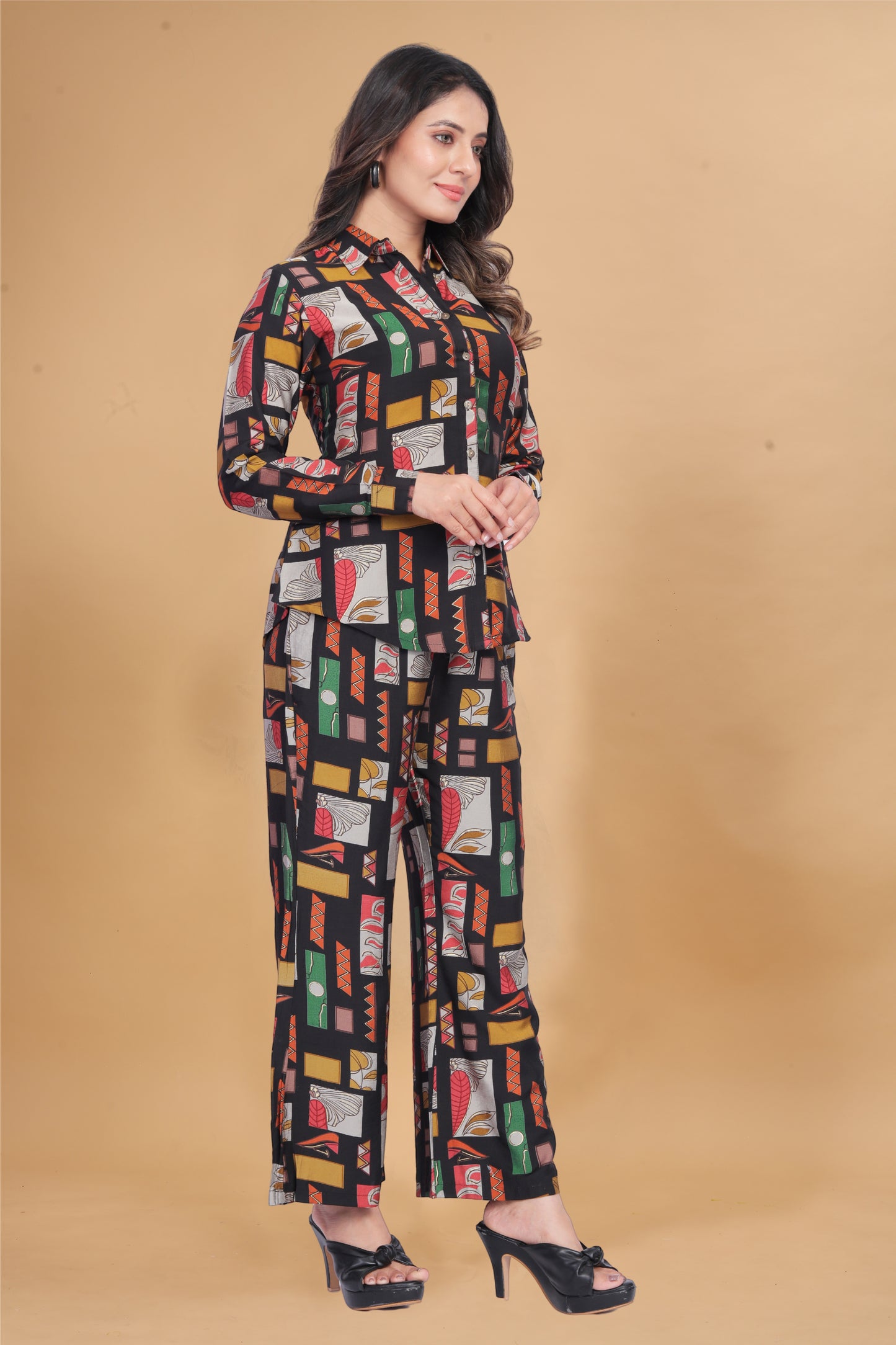 Multicolor Geometric Print Full Sleeve Co-ord Set for Women | Trendy & Stylish