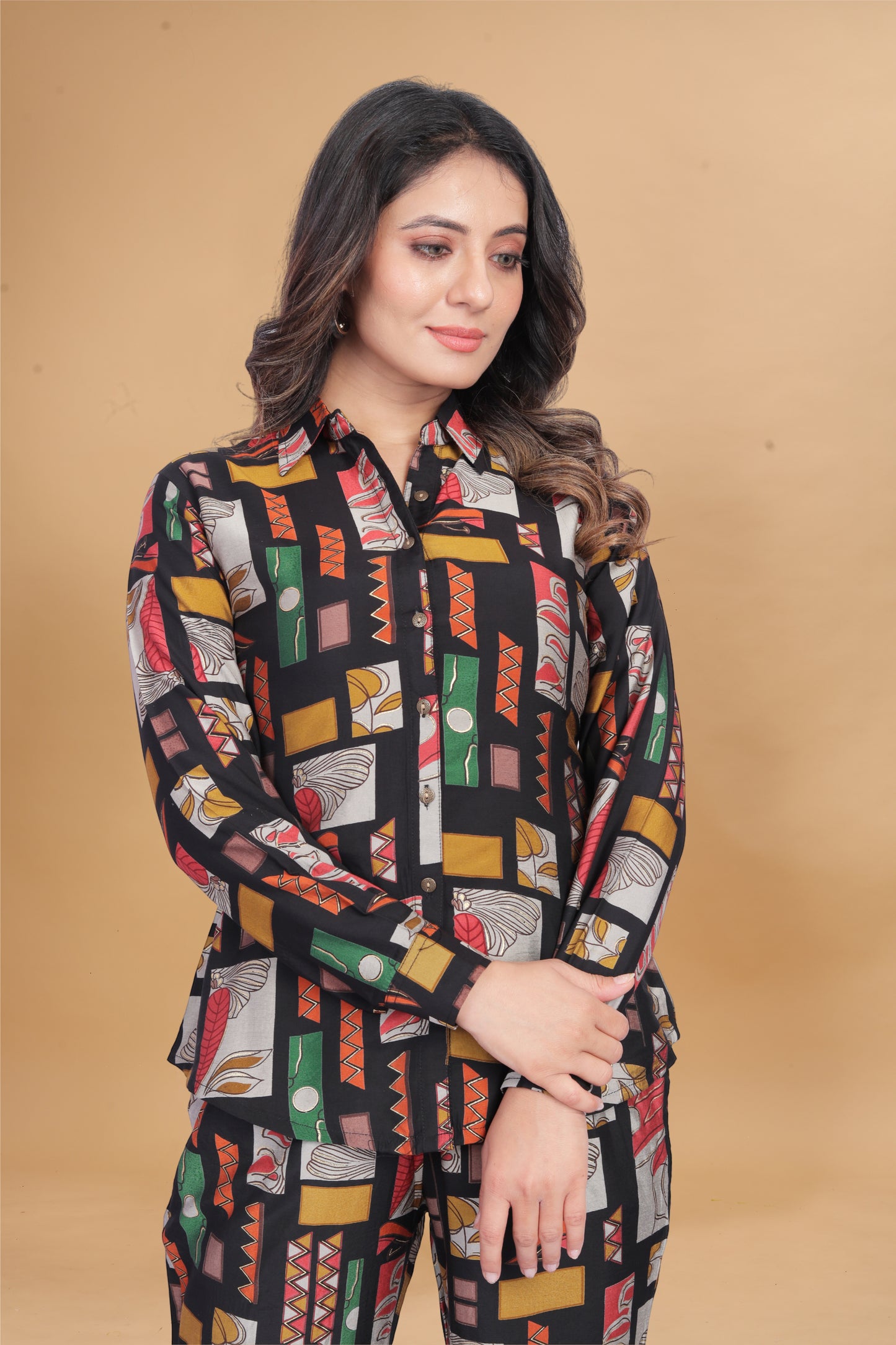 Multicolor Geometric Print Full Sleeve Co-ord Set for Women | Trendy & Stylish