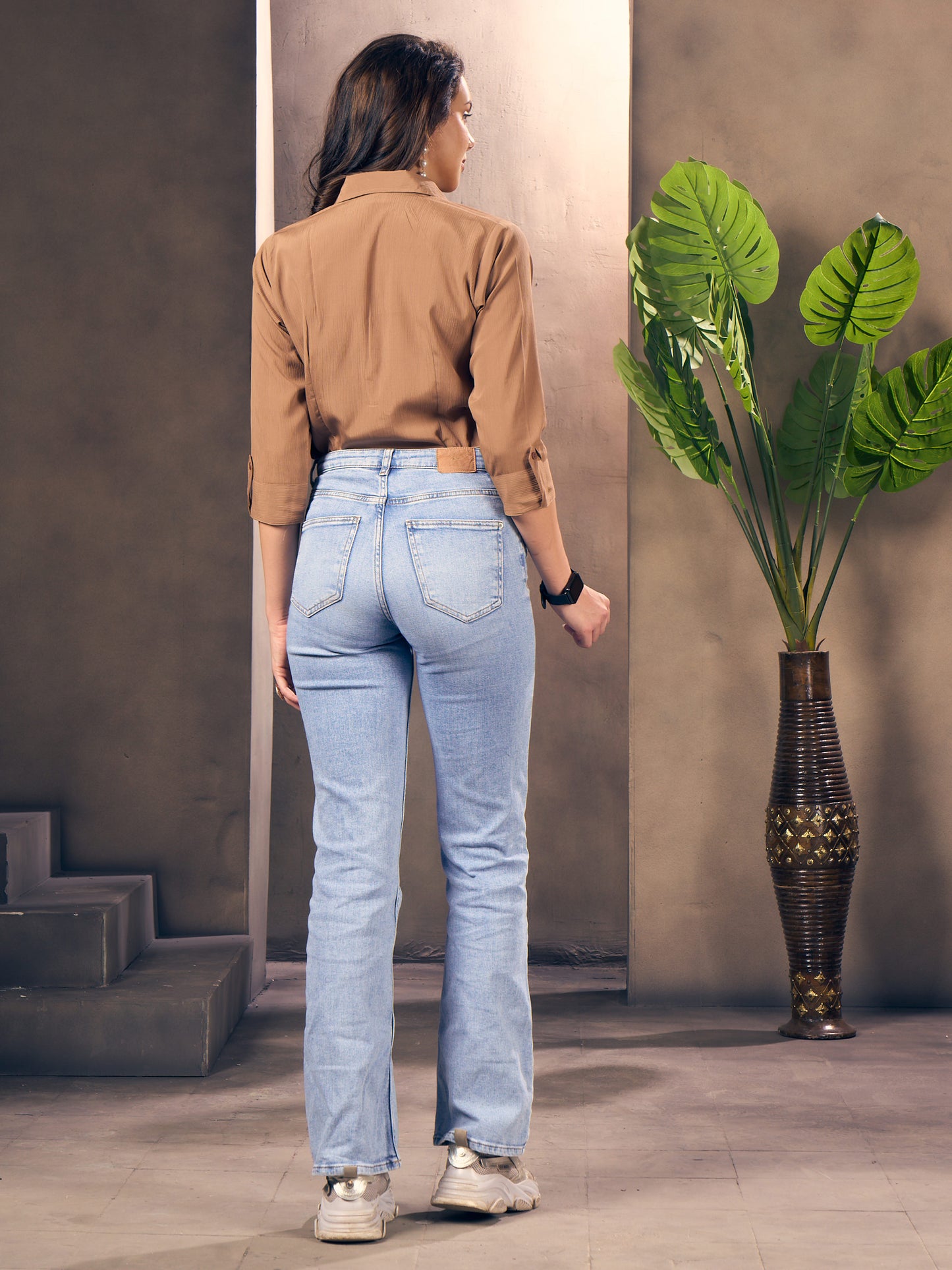 Brown Cotton Shirt for Women – Formal Office Wear & Business Attire