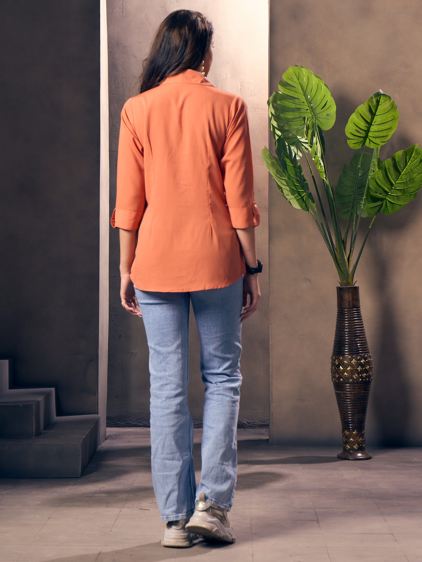 Peach Cotton Shirt for Women – Formal Office Wear & Business Attire