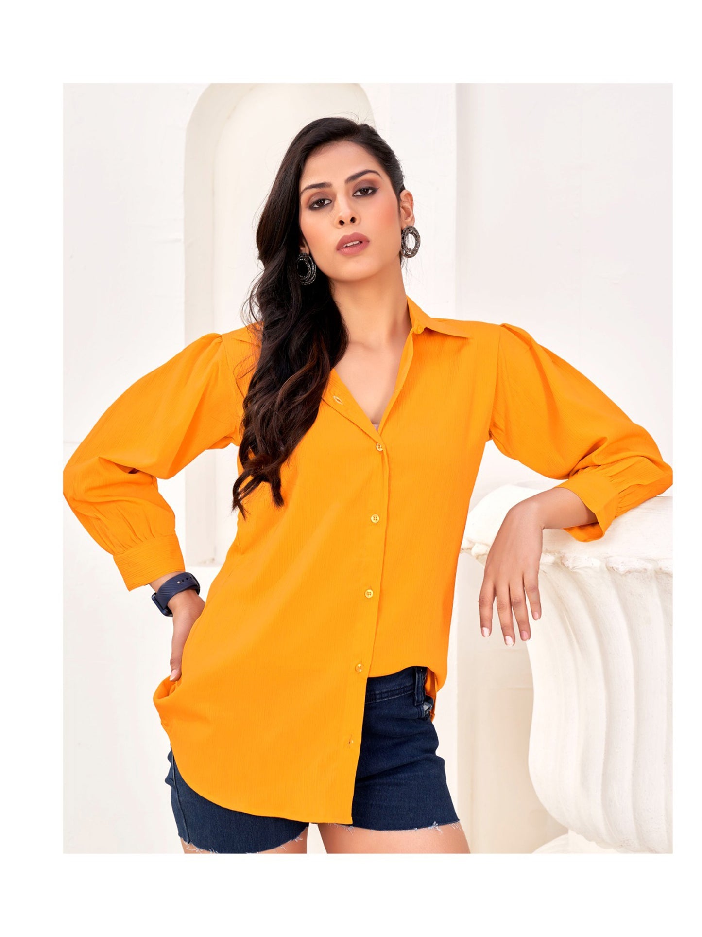 Mustard Yellow Office-Ready Women’s Cotton Shirt – Stylish & Breathable