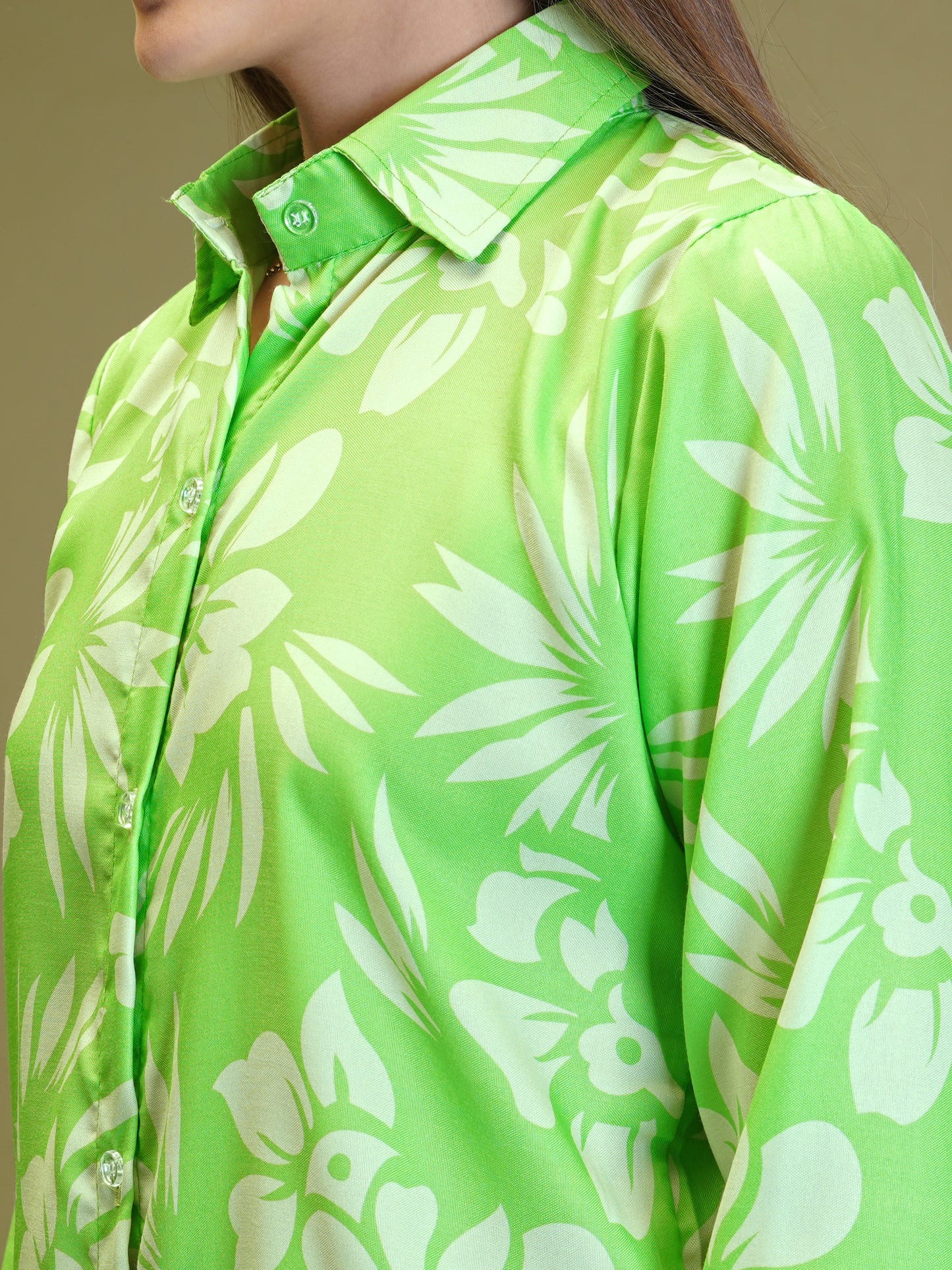 Green Floral Rayon Co-Ord Set β Stylish & Lightweight Summer Outfit