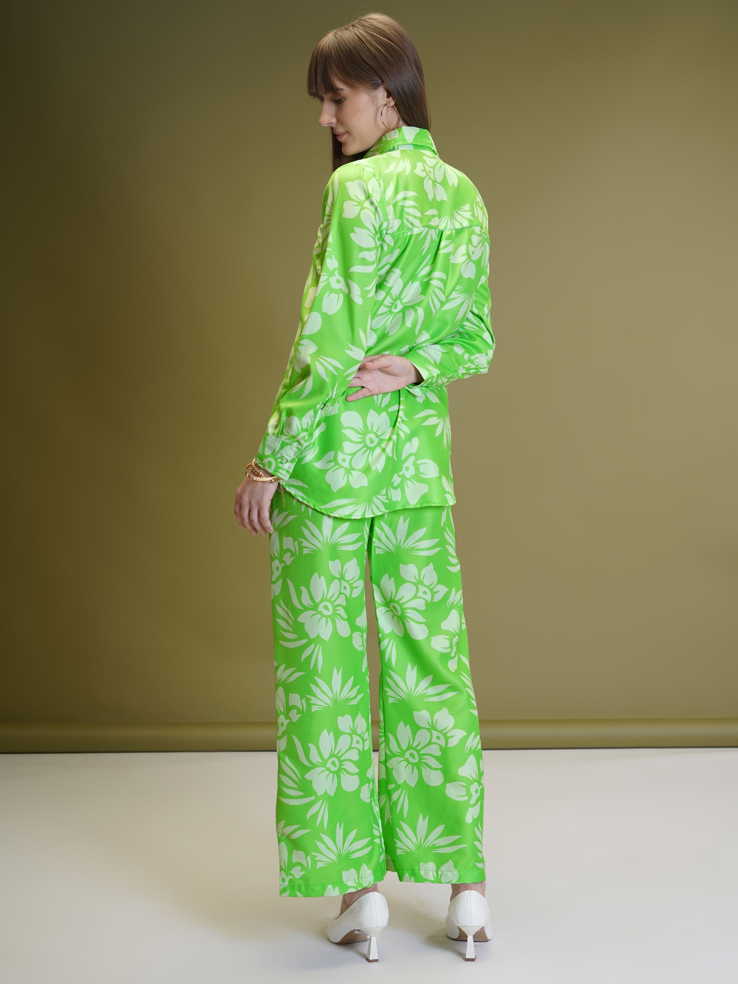 Green Floral Rayon Co-Ord Set β Stylish & Lightweight Summer Outfit