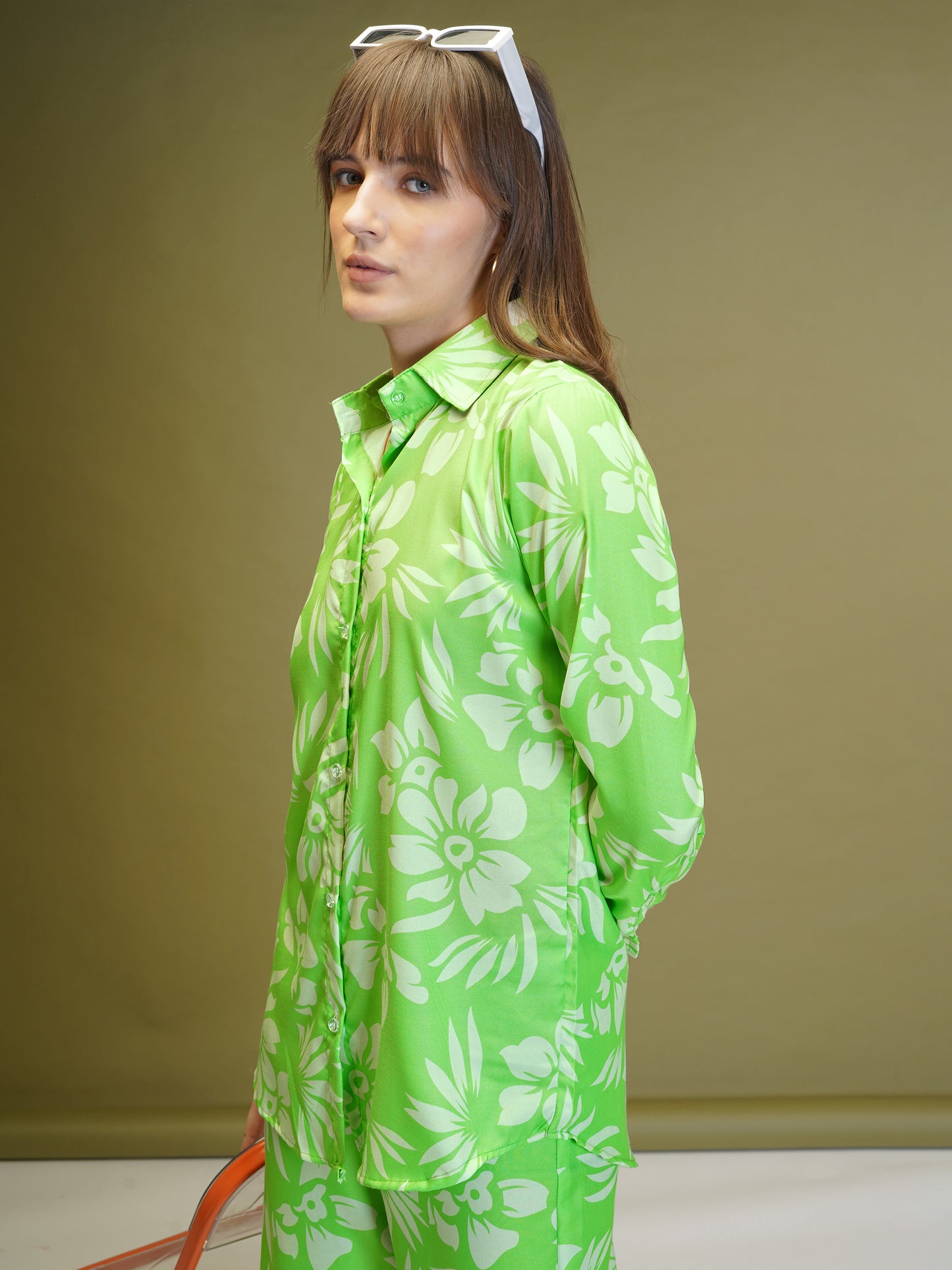 Green Floral Rayon Co-Ord Set β Stylish & Lightweight Summer Outfit