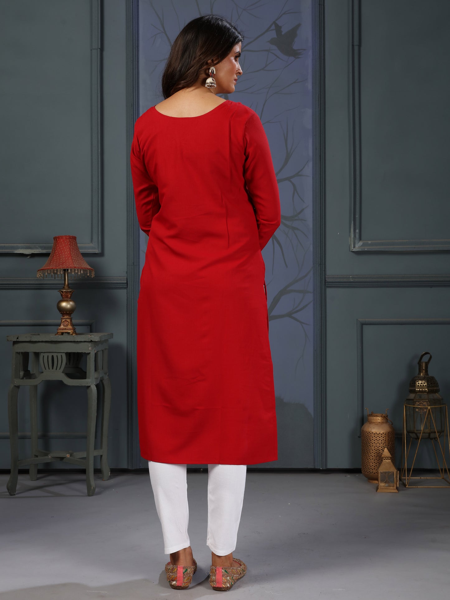 Maroon Cotton Handwork Embroidery Kurta Set β Daily Casual Wear for Women
