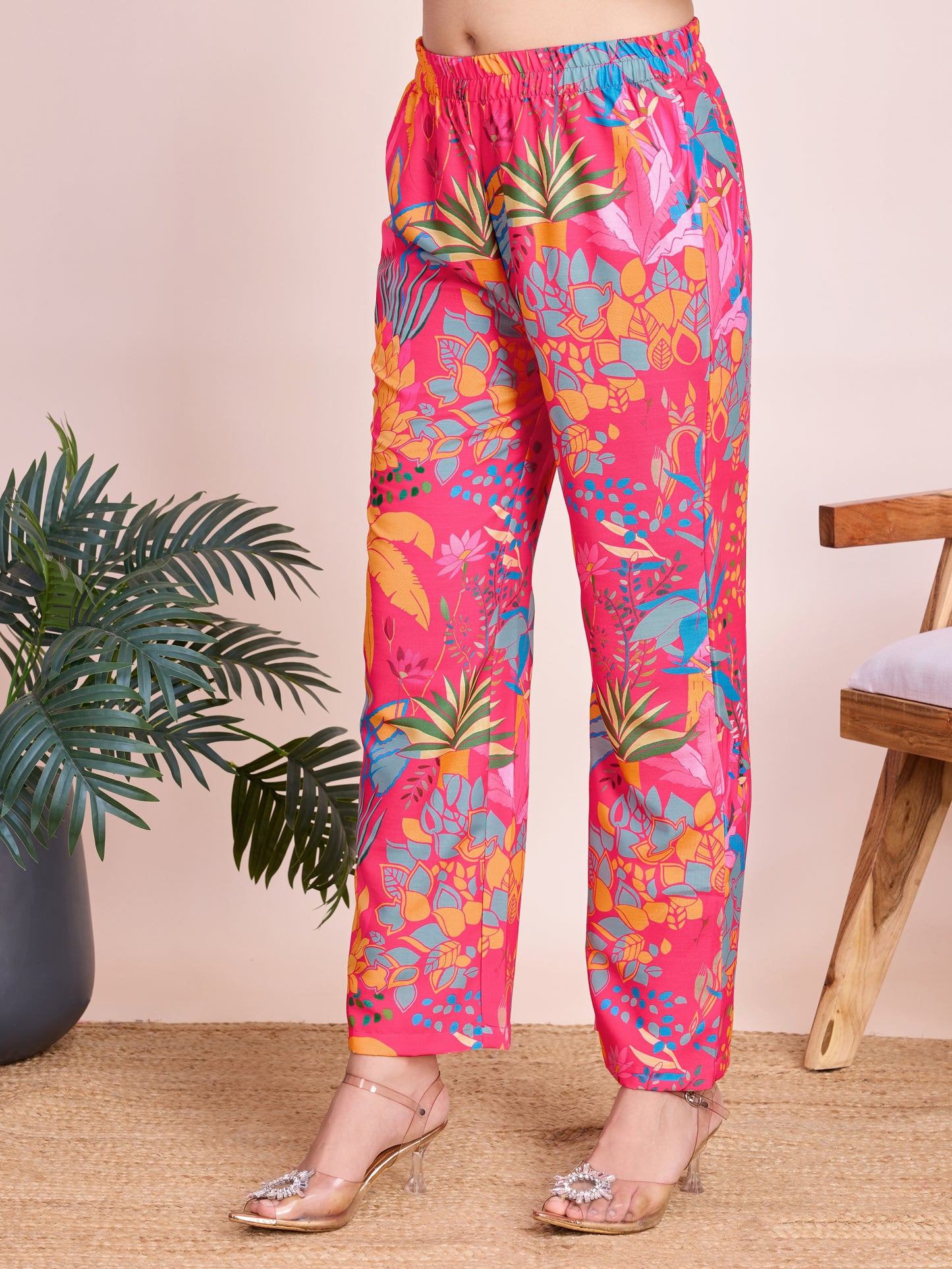 Pink Floral Print Rayon Co-ord Set β Stylish & Comfortable Outfit
