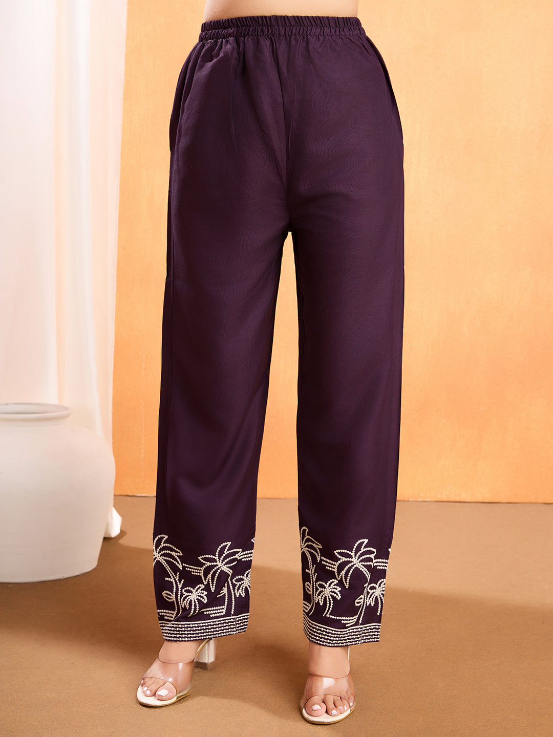 Magenta Embroidery Work Co-Ord Set