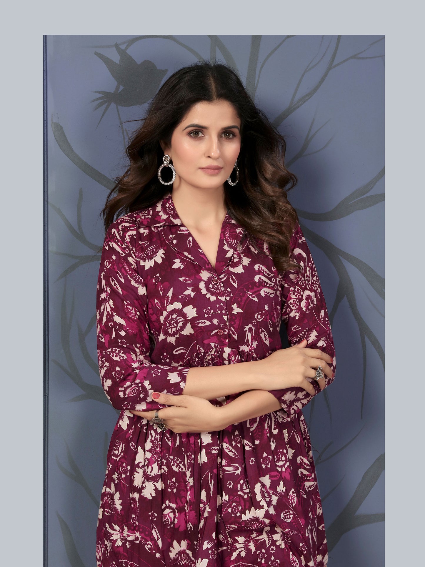 Magenta Floral Print Co-ords Set for Women – Stylish Daily & Office Wear