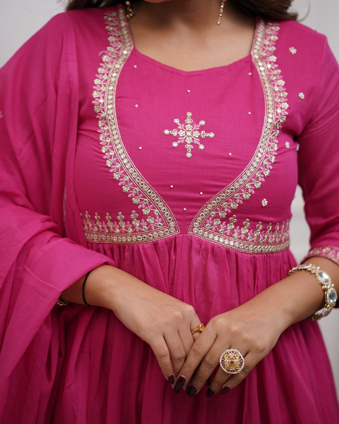 Magenta Pink Embroidered Anarkali Kurta Set with Dupatta β Traditional Ethnic Wear for Women