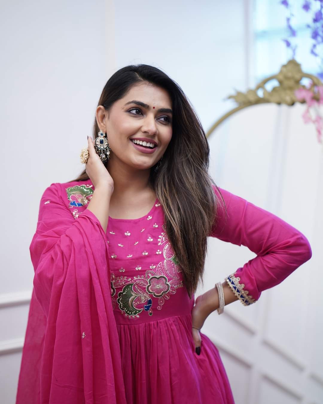 Designer Magenta Pink Anarkali Kurta Set with Embroidery and Dupatta β Wedding & Party Wear