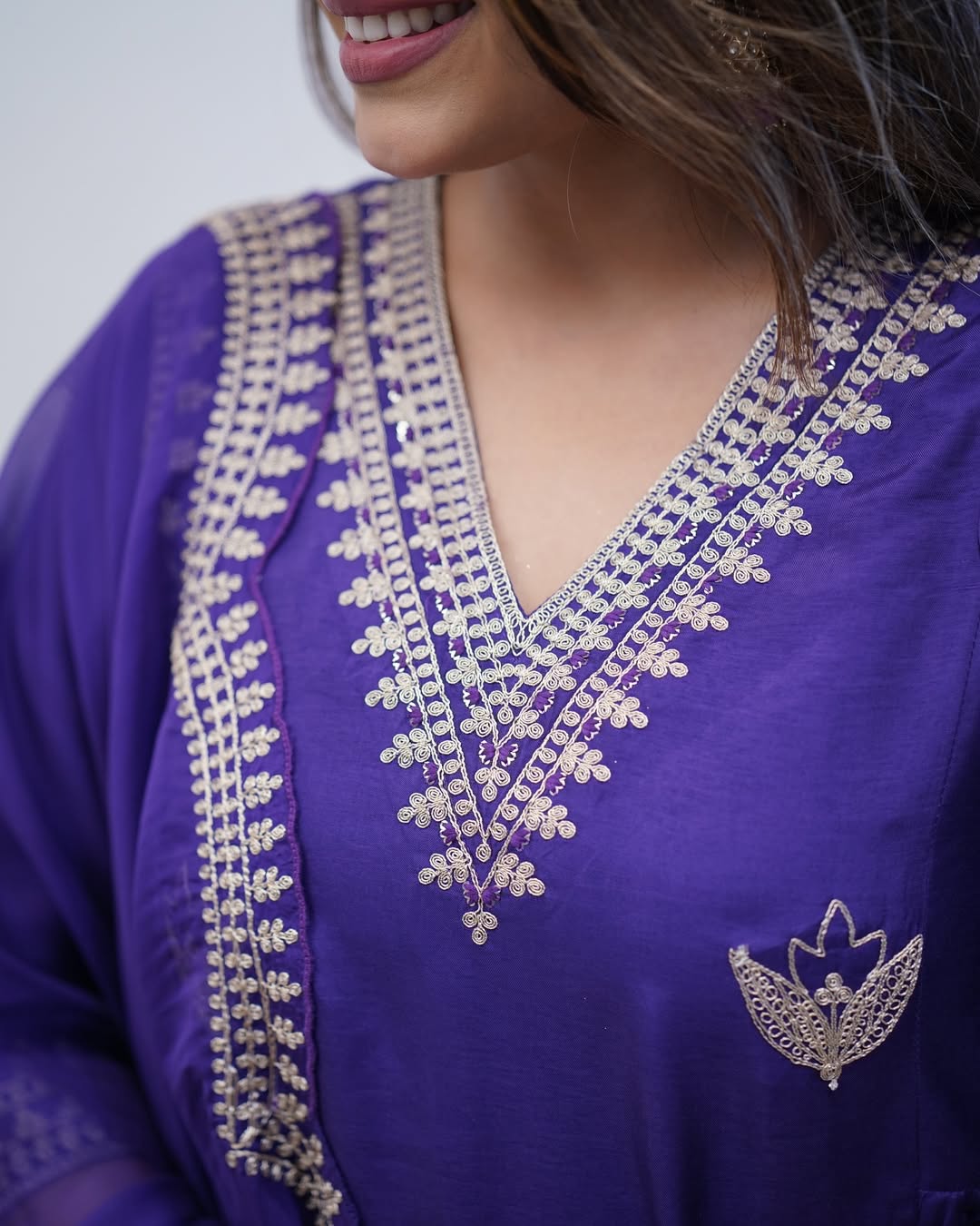 Elegant Blue-Purple Anarkali Kurta Set with Dupatta β Timeless Ethnic Charm
