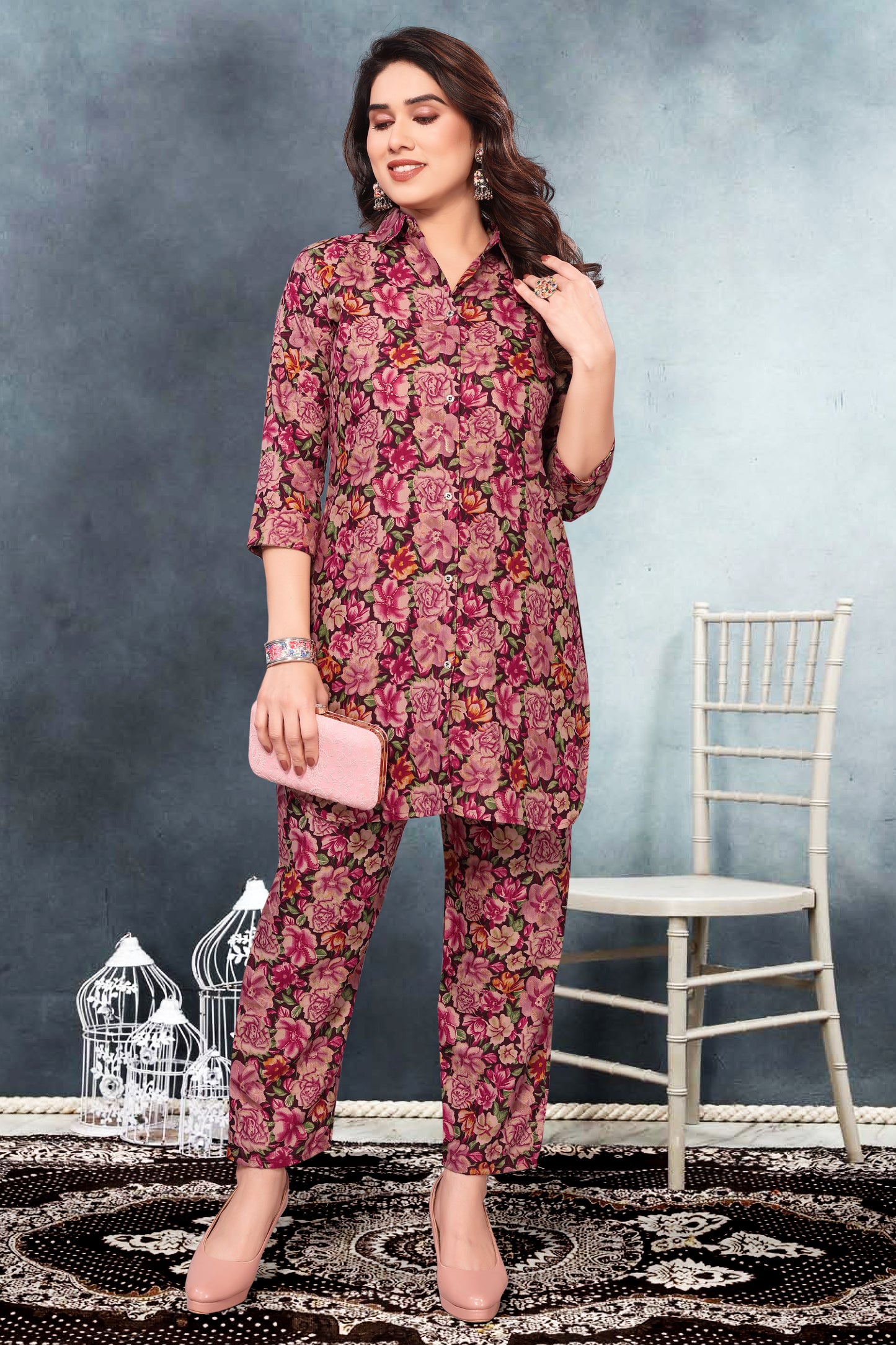 Pink Floral Print Co-Ord Set for Women – Stylish & Trendy
