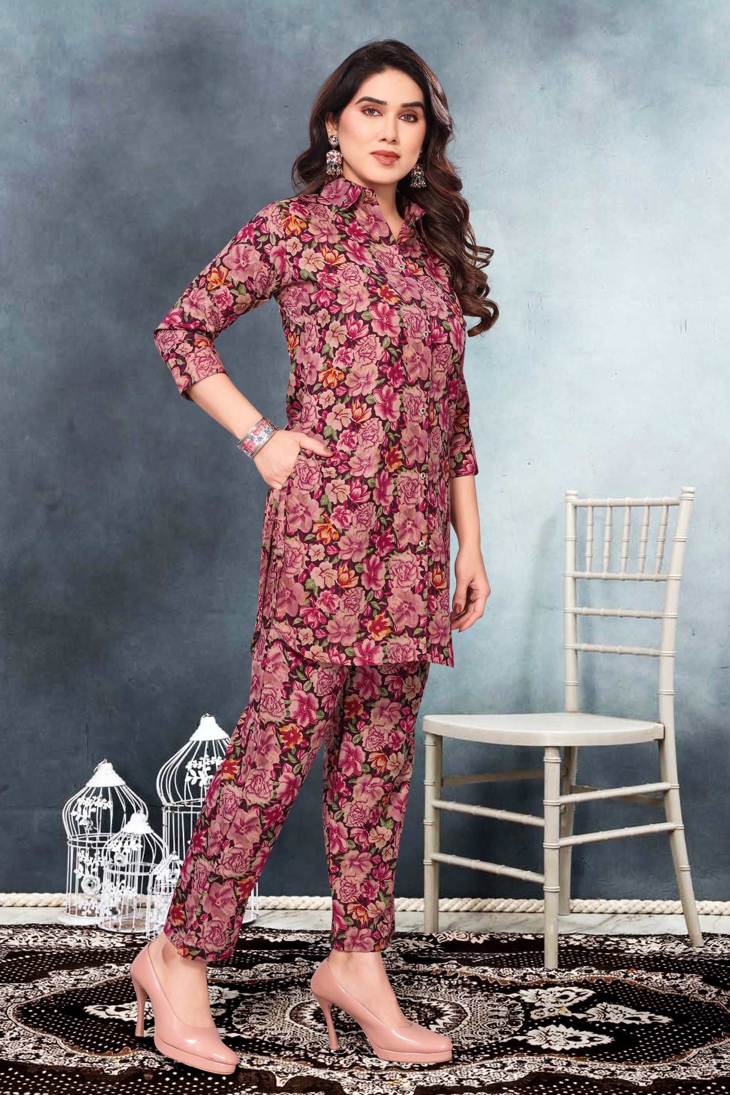 Pink Floral Print Co-Ord Set for Women – Stylish & Trendy