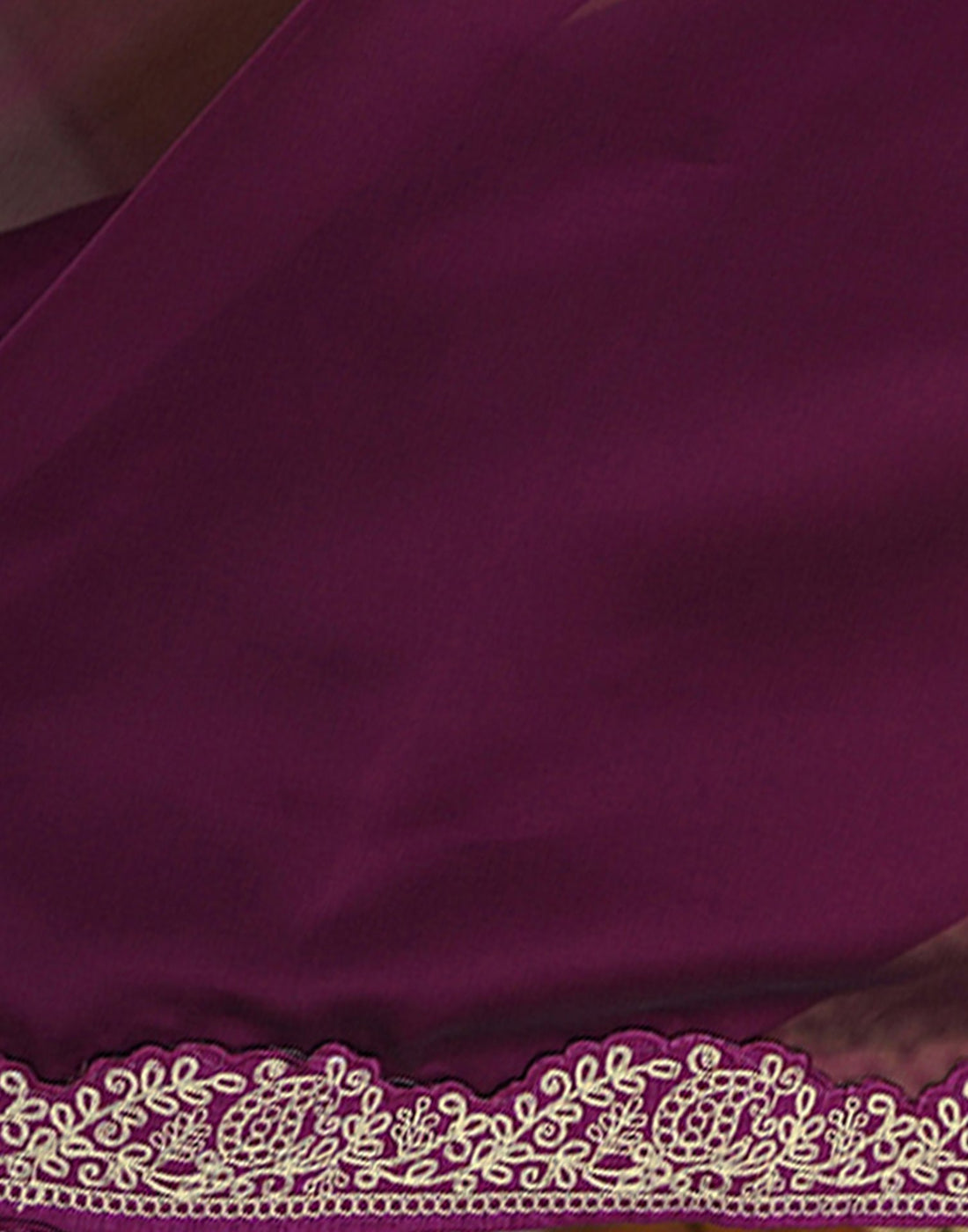Dark Wine Silk Saree with Lace Work and Matching Blouse Piece