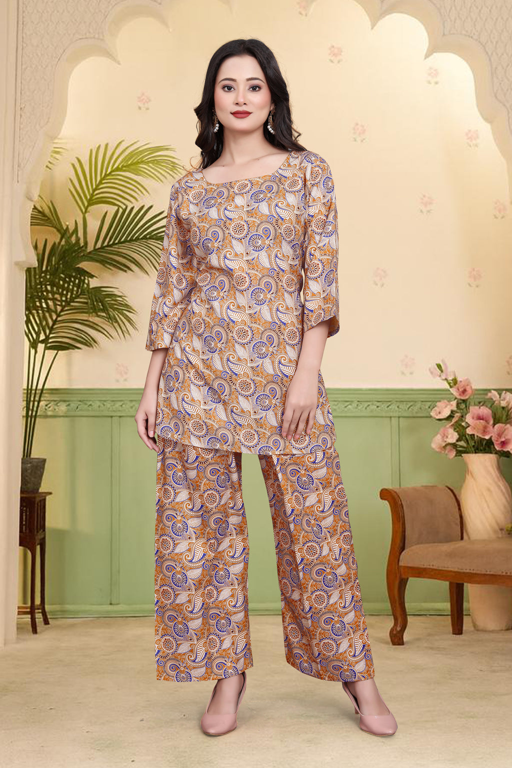 Printed Top & Bottom Co-Ord Set