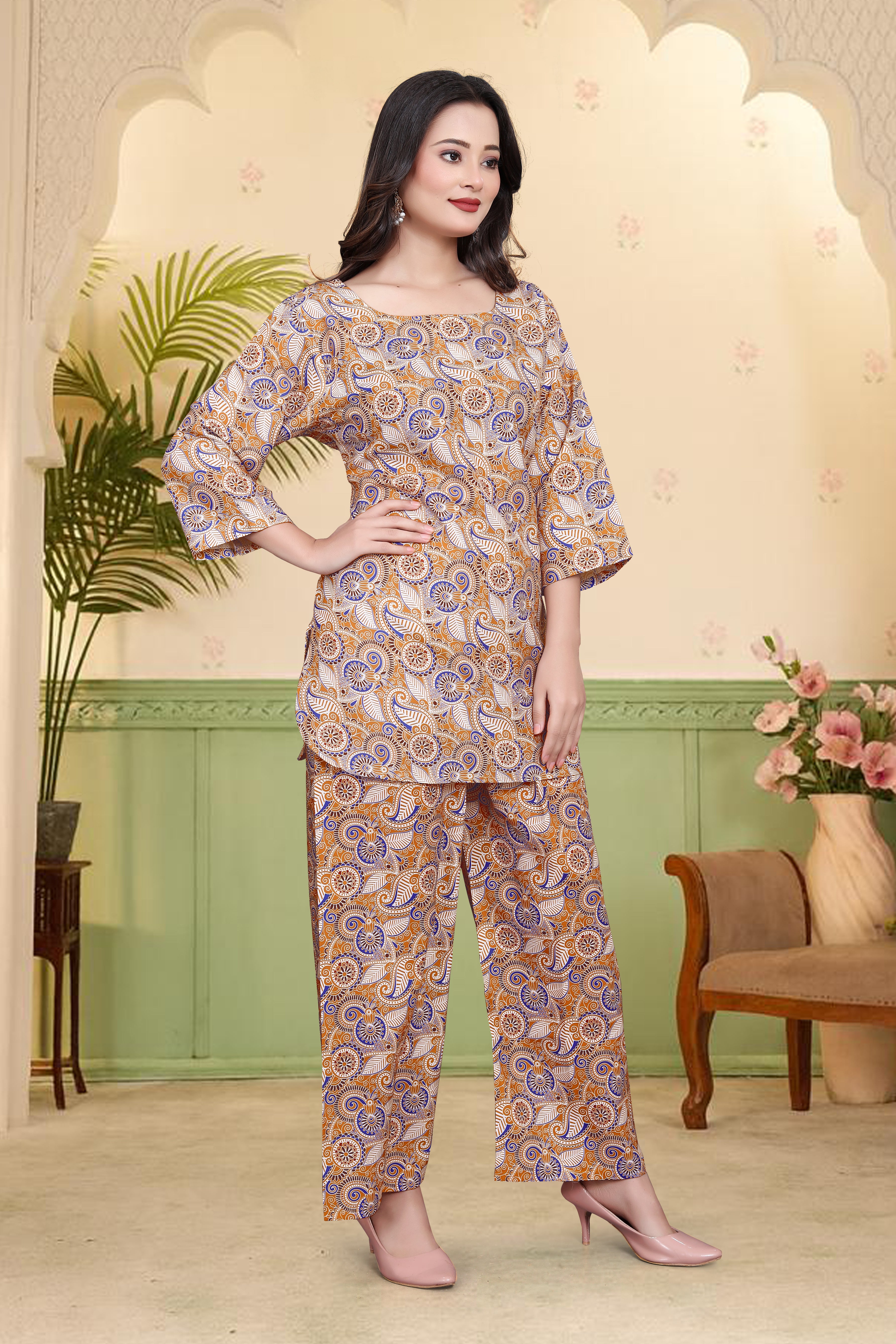 Printed Top & Bottom Co-Ord Set