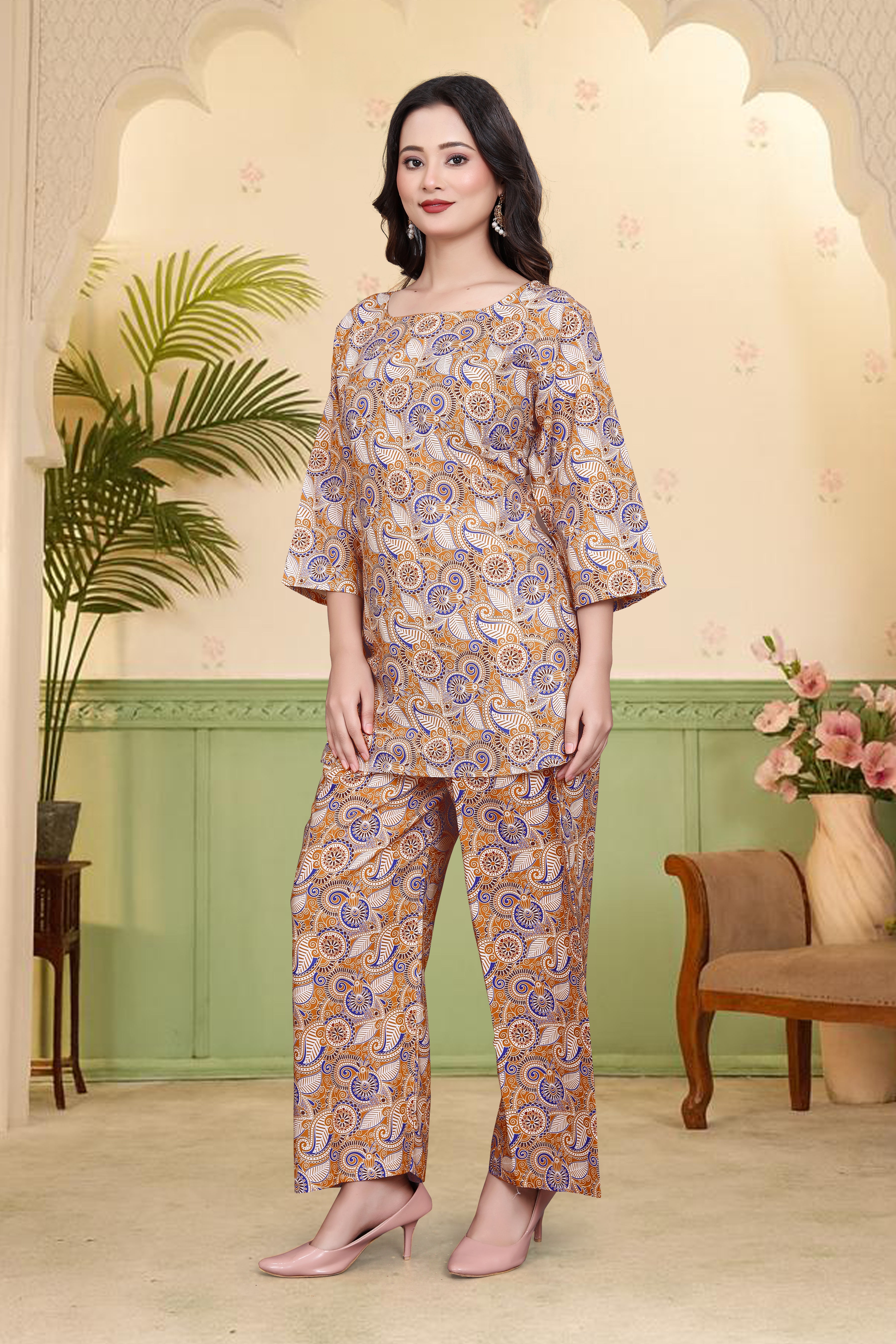 Printed Top & Bottom Co-Ord Set