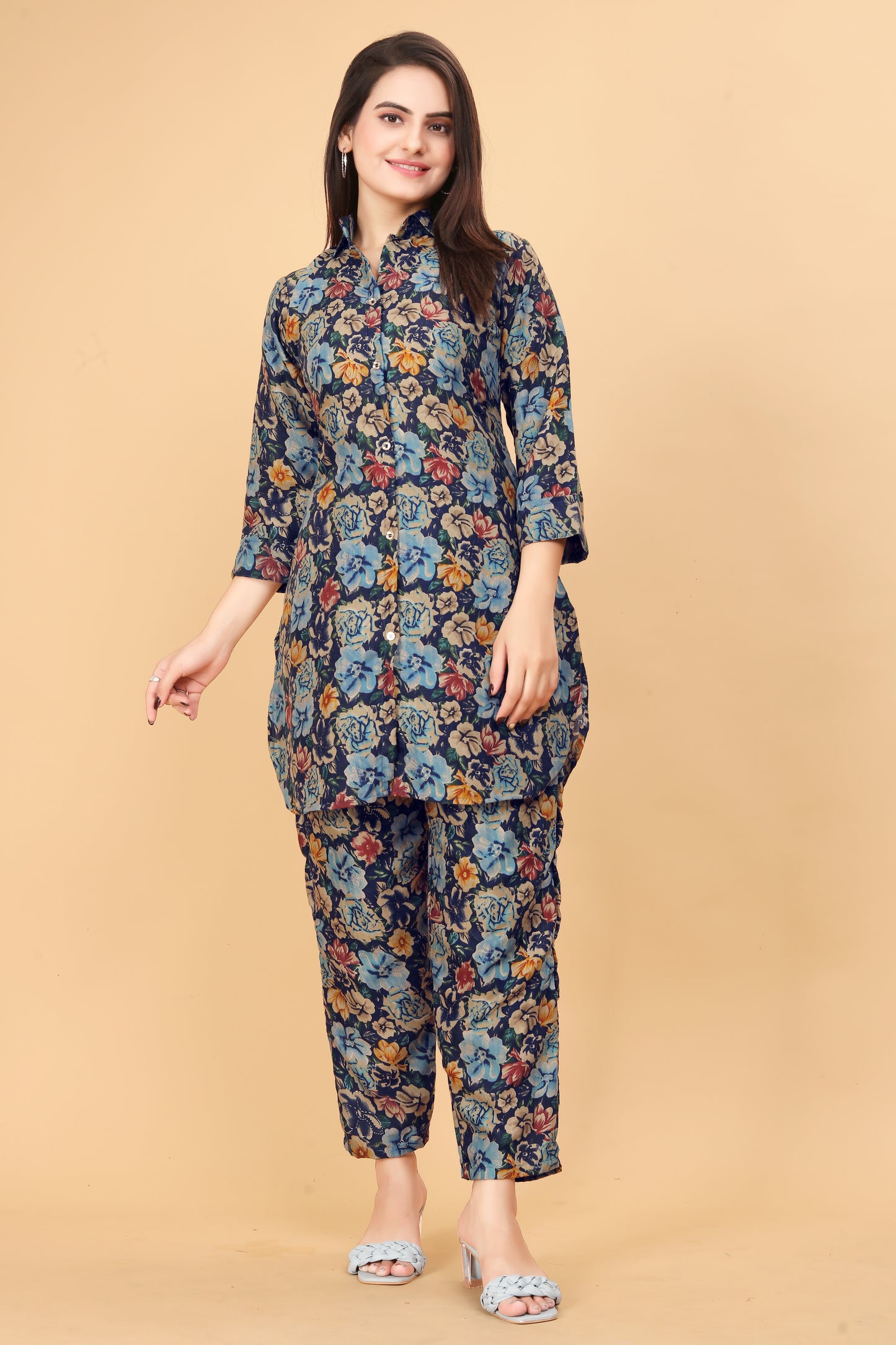 Blue Floral Print Co-Ord Set for Women – Stylish & Trendy