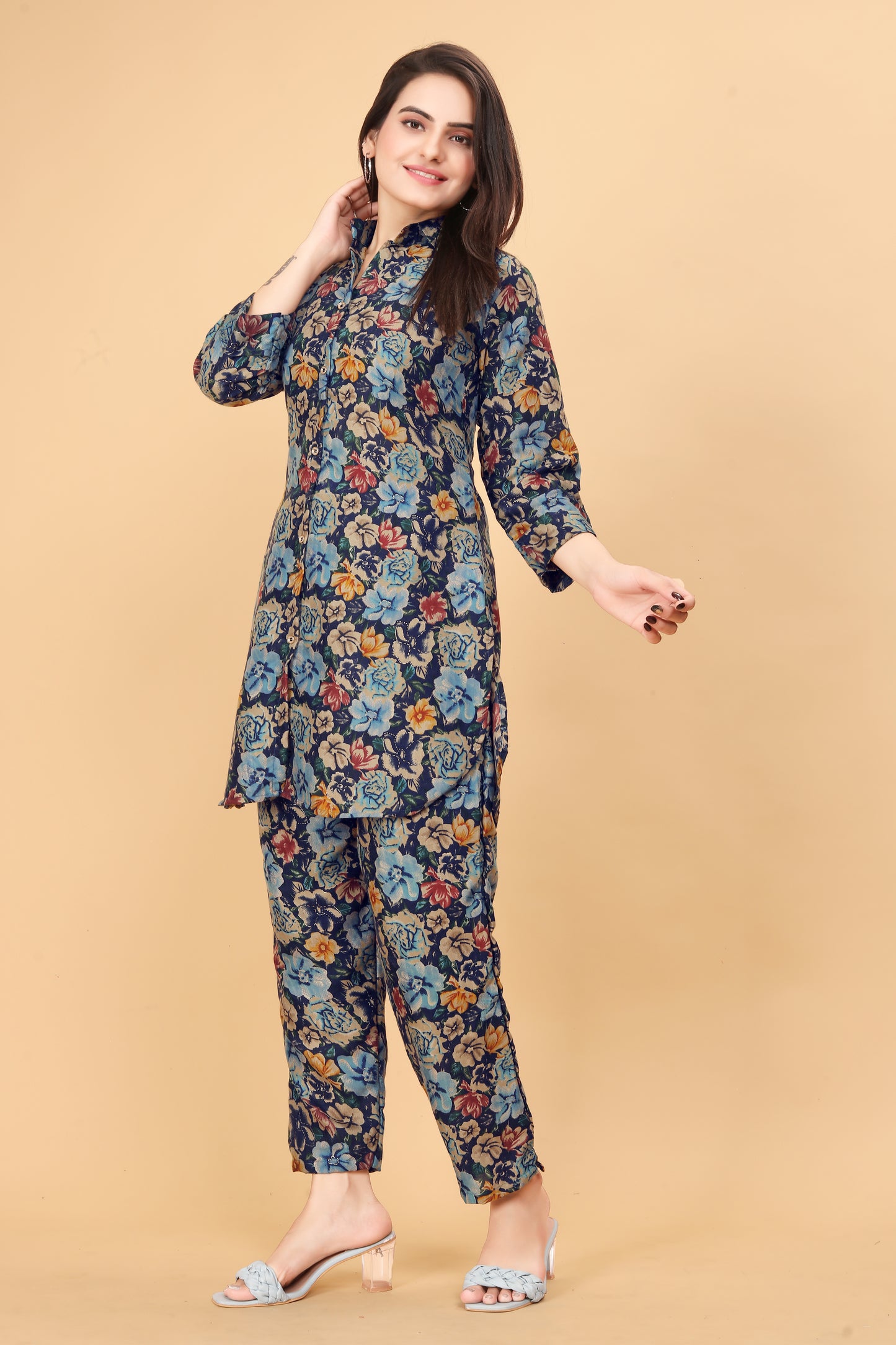 Blue Floral Print Co-Ord Set for Women – Stylish & Trendy