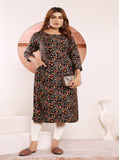 Black Floral Printed Muslin Kurti for Women – Casual & Daily Wear