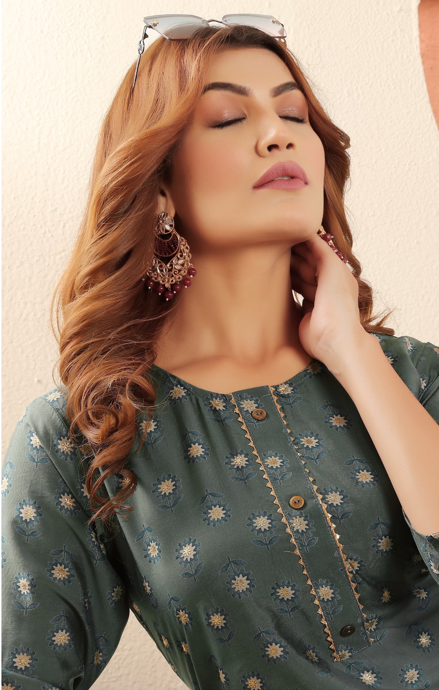 Blue Cyan Floral Printed Muslin Kurti for Women – Casual & Daily Wear