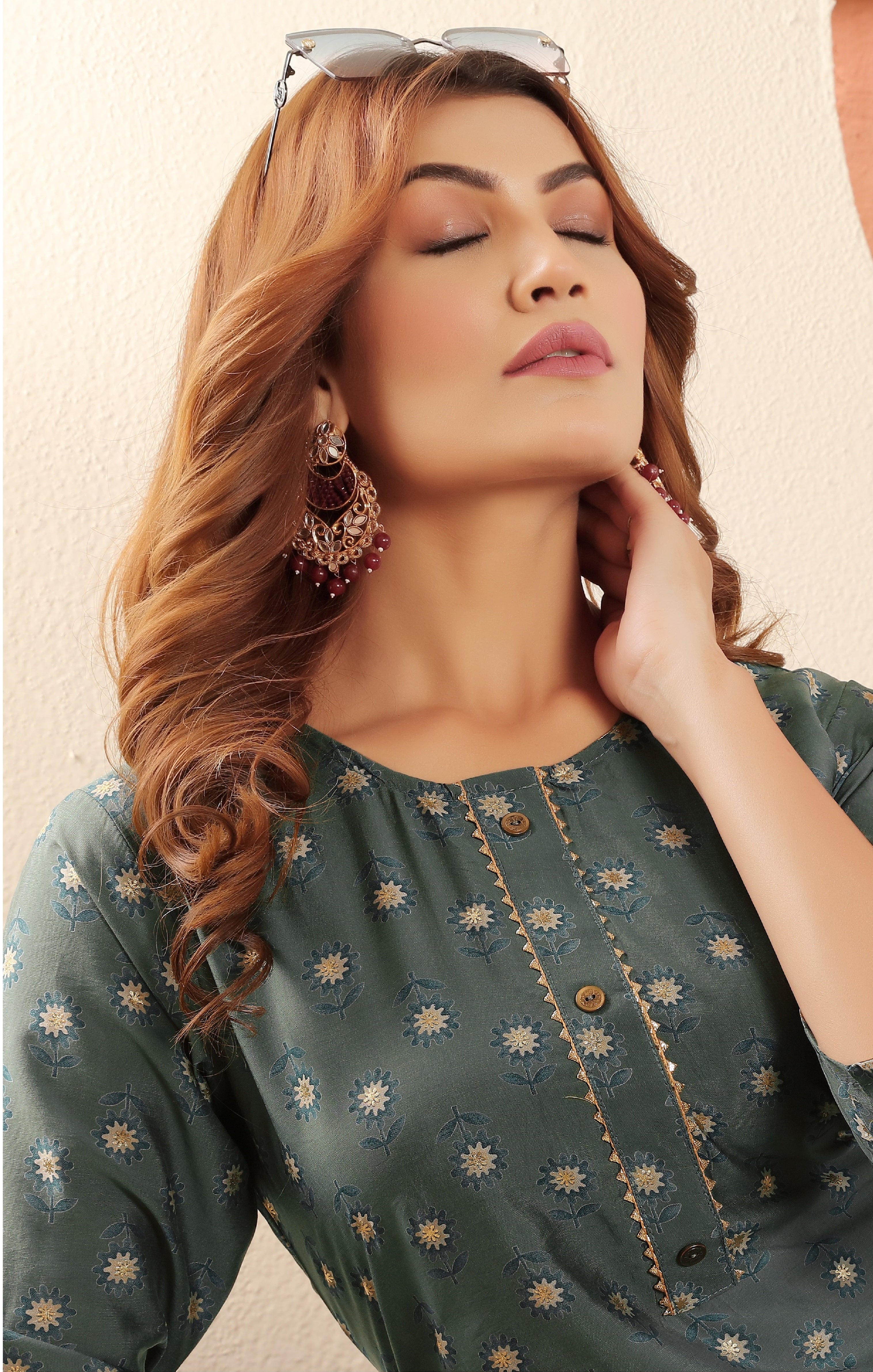 Blue Cyan Floral Printed Muslin Kurti for Women – Casual & Daily Wear