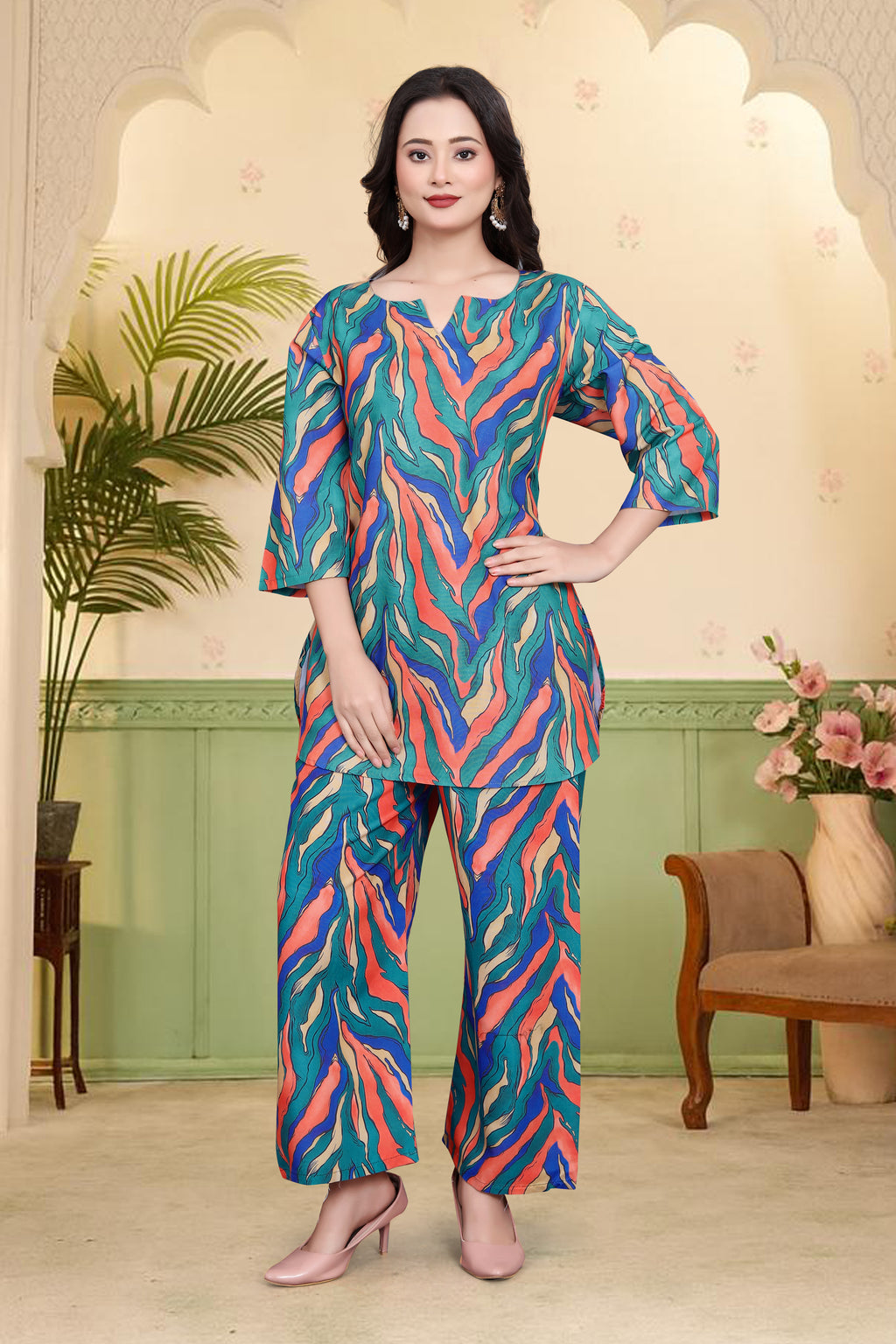 Abstract Wave Print Co-Ord Set