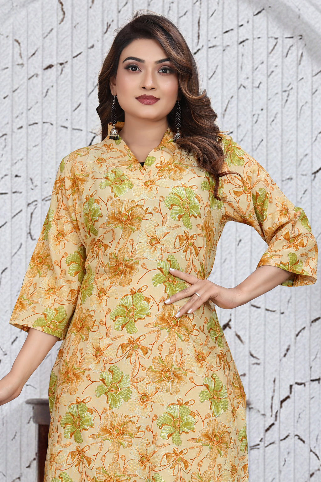 Pastel Floral Co-Ord Kurti Set | Elegant Top & Bottom Ethnic