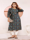 Tealish Blue Printed Muslin Kurti for Women – Casual & Daily Wear