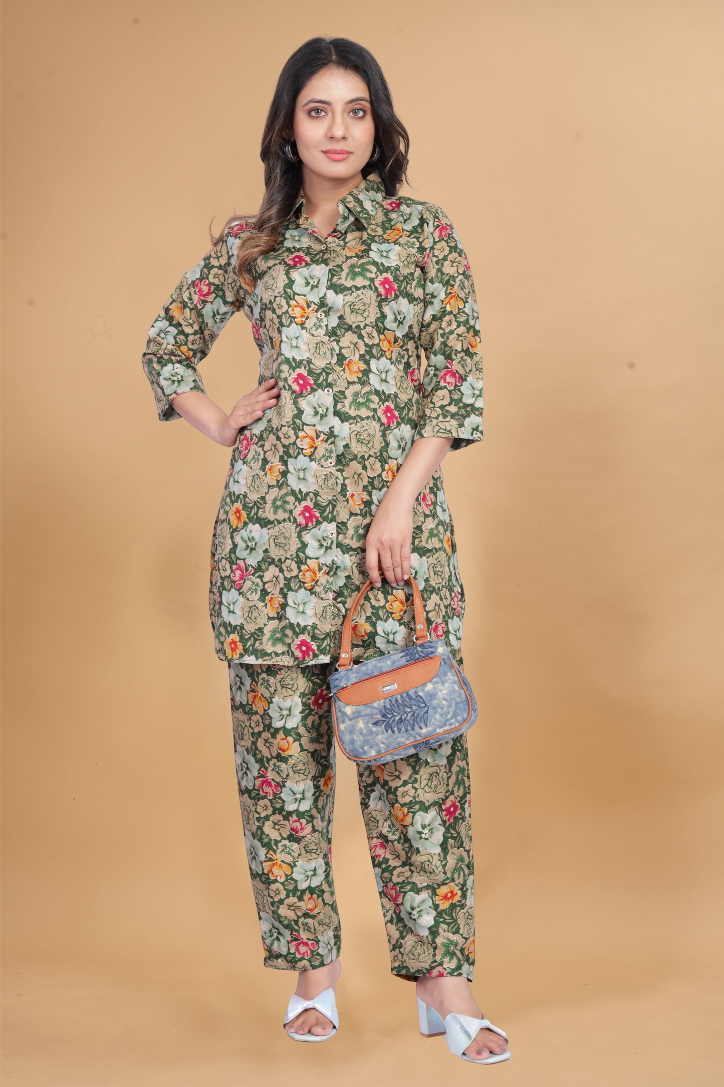 Light Green Floral Print Co-Ord Set for Women – Stylish & Trendy