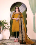 Royal Mustard Kanchi Cotton Kurti Set with Antique Zari Dupatta