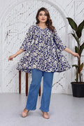 Navy Floral Flared Top | Stylish Loose Fit Casual Wear