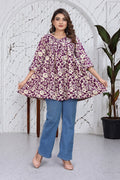 Purple Floral Flared Top