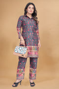 Animal Printed Rayon Kurti Pant Set | Stylish Ethnic Co-Ord Set