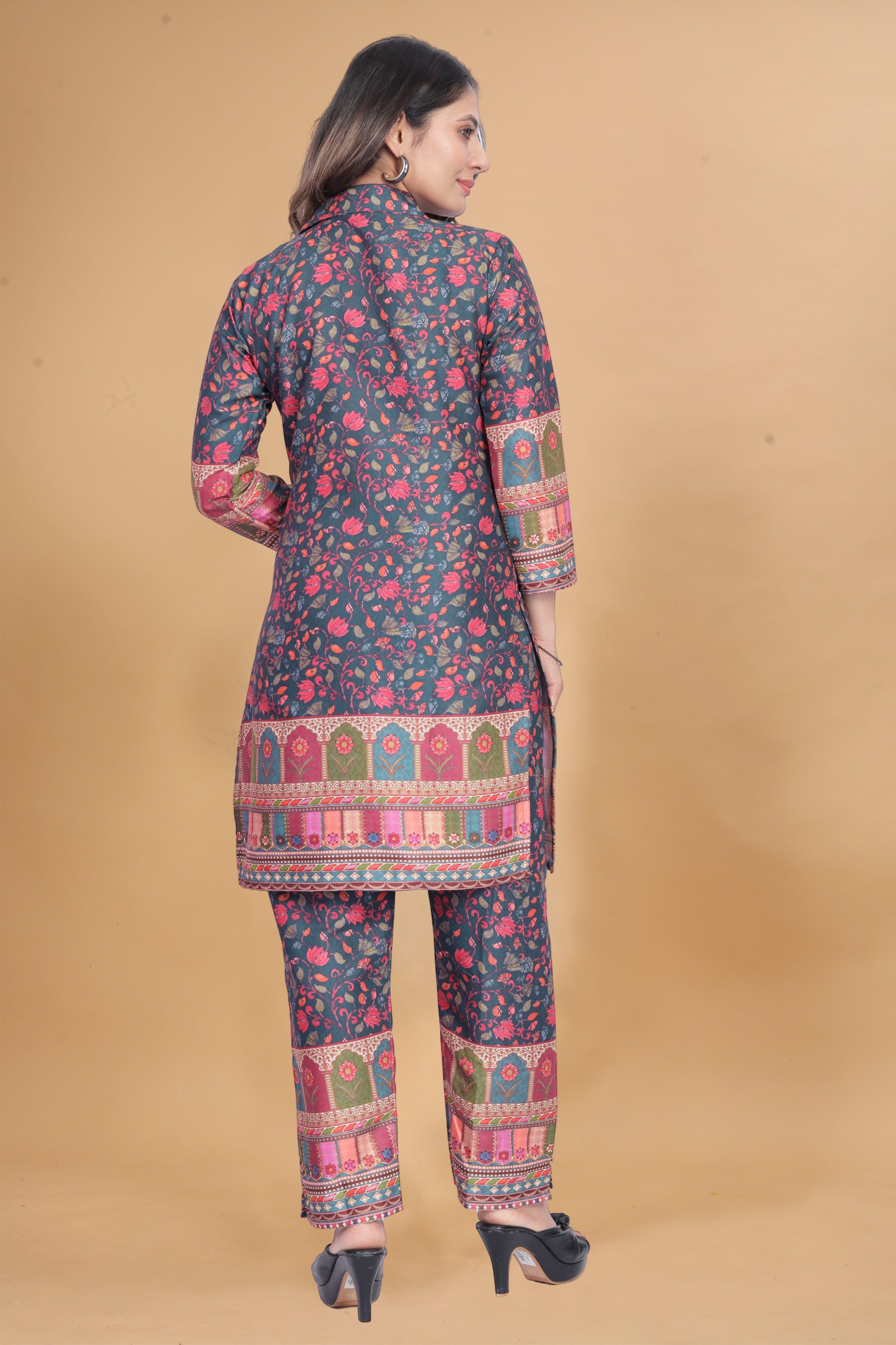 Animal Printed Rayon Kurti Pant Set | Stylish Ethnic Co-Ord Set