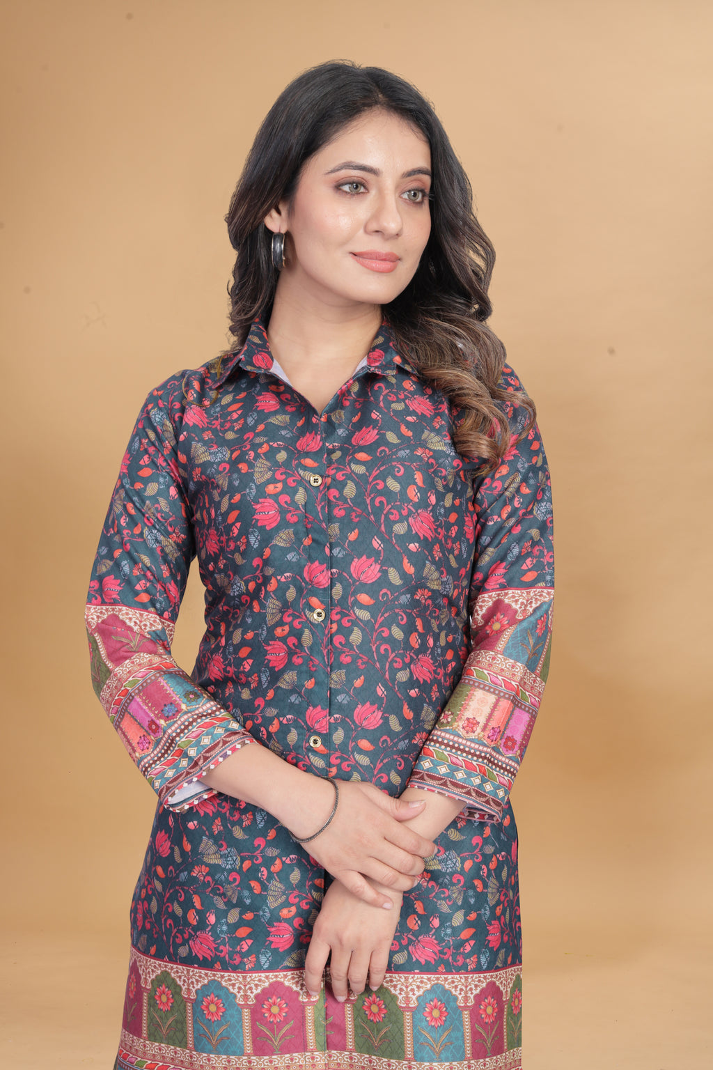 Animal Printed Rayon Kurti Pant Set | Stylish Ethnic Co-Ord Set