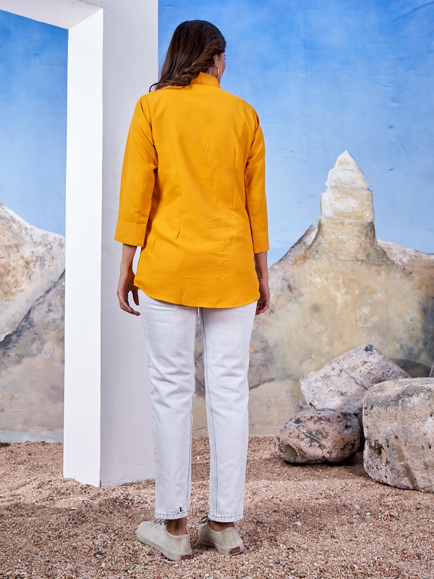 Women's Solid Orange Yellow Cotton Professional Shirt – Office Wear & Formal Look