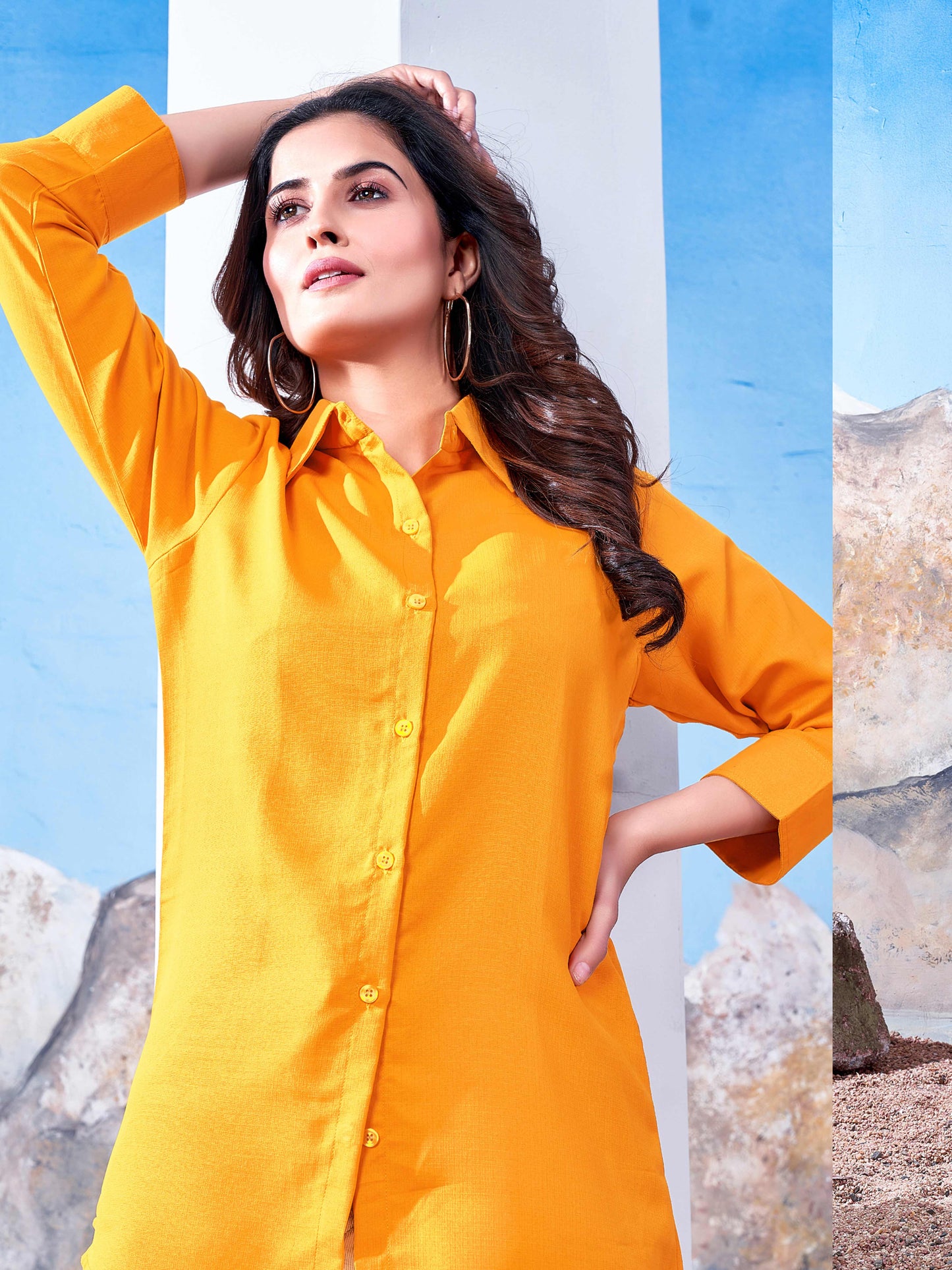 Women's Solid Orange Yellow Cotton Professional Shirt – Office Wear & Formal Look