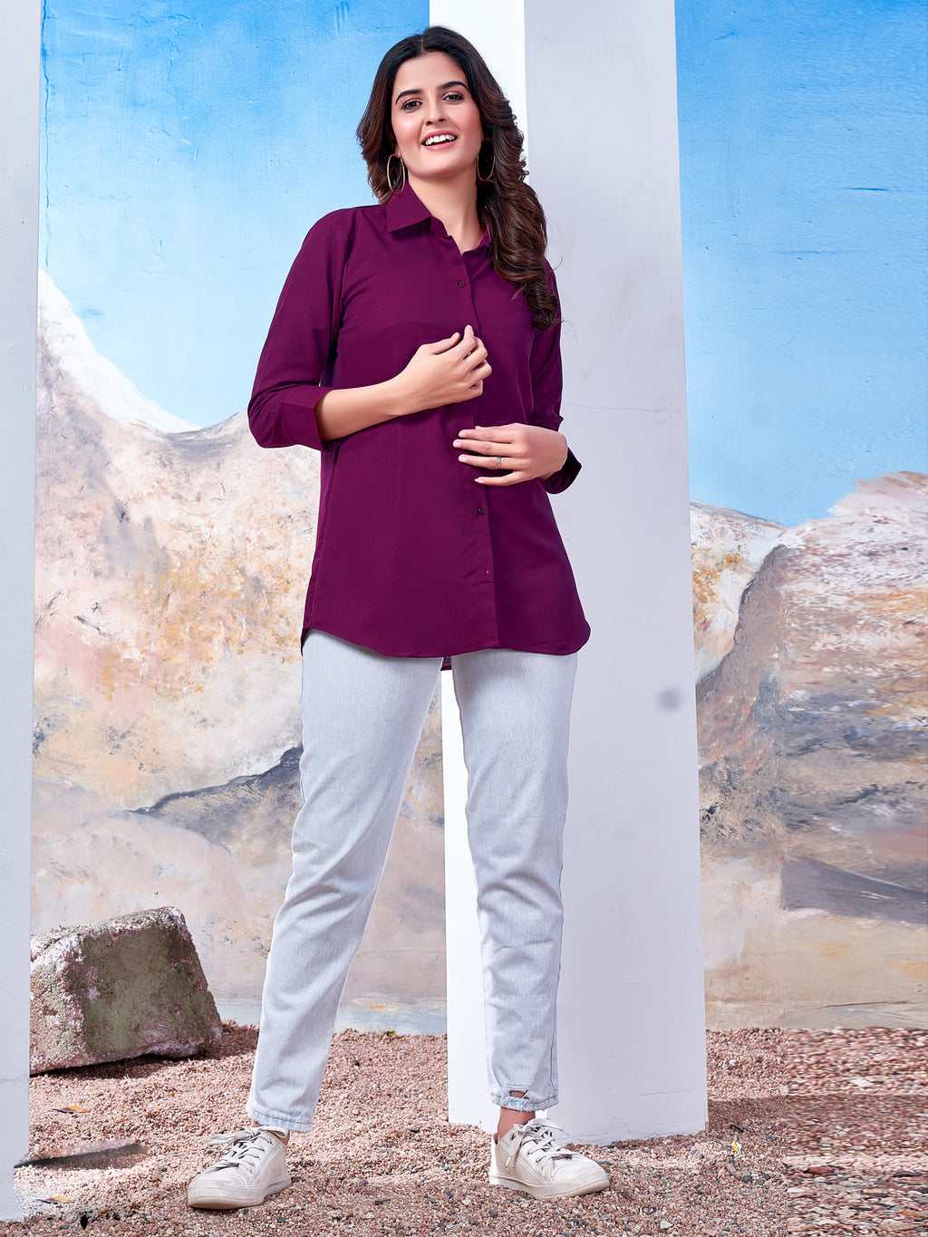 Women's Solid Magenta Cotton Professional Shirt – Office Wear & Formal Look