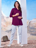 Women's Solid Magenta Cotton Professional Shirt – Office Wear & Formal Look