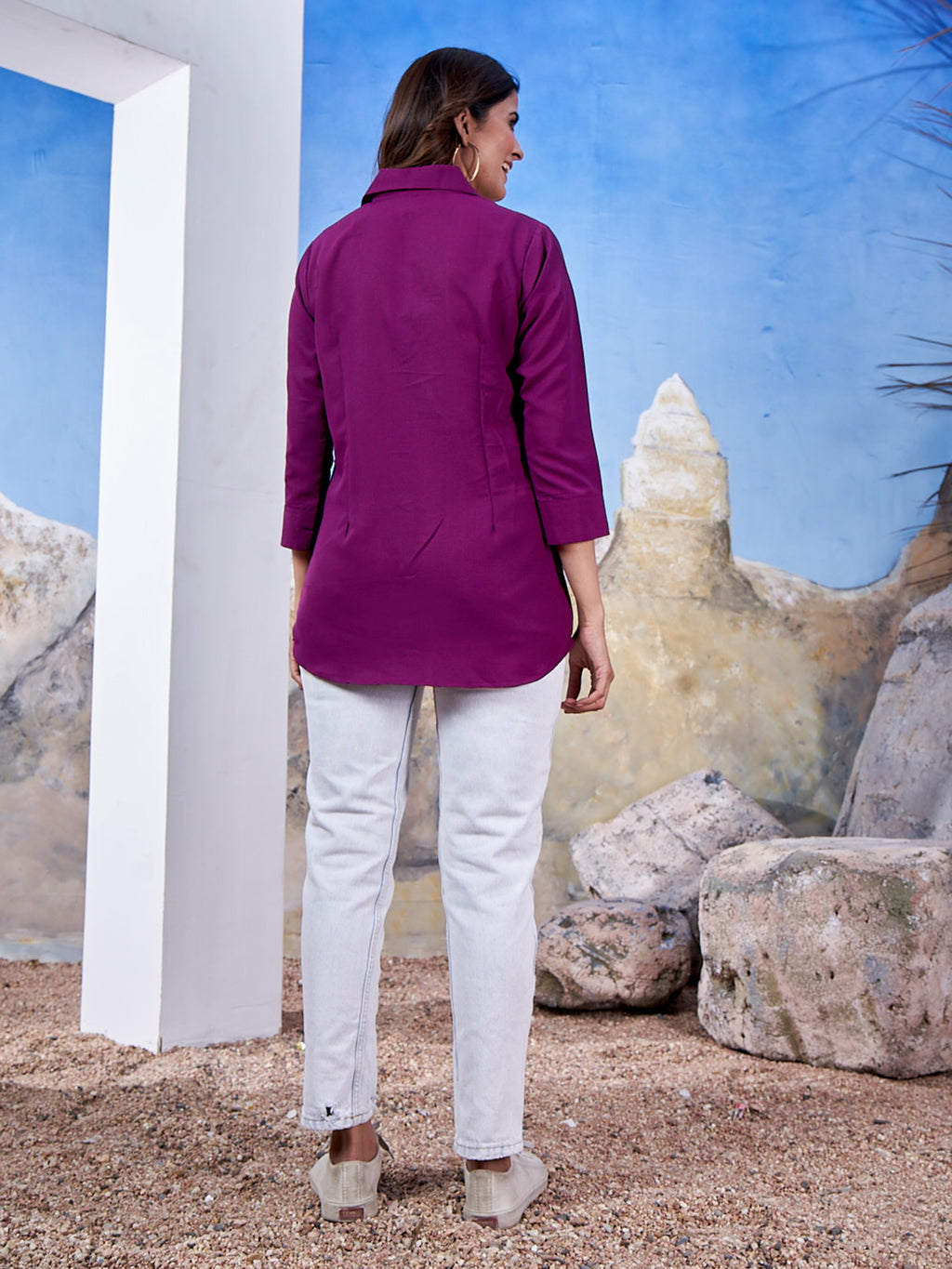 Women's Solid Magenta Cotton Professional Shirt – Office Wear & Formal Look