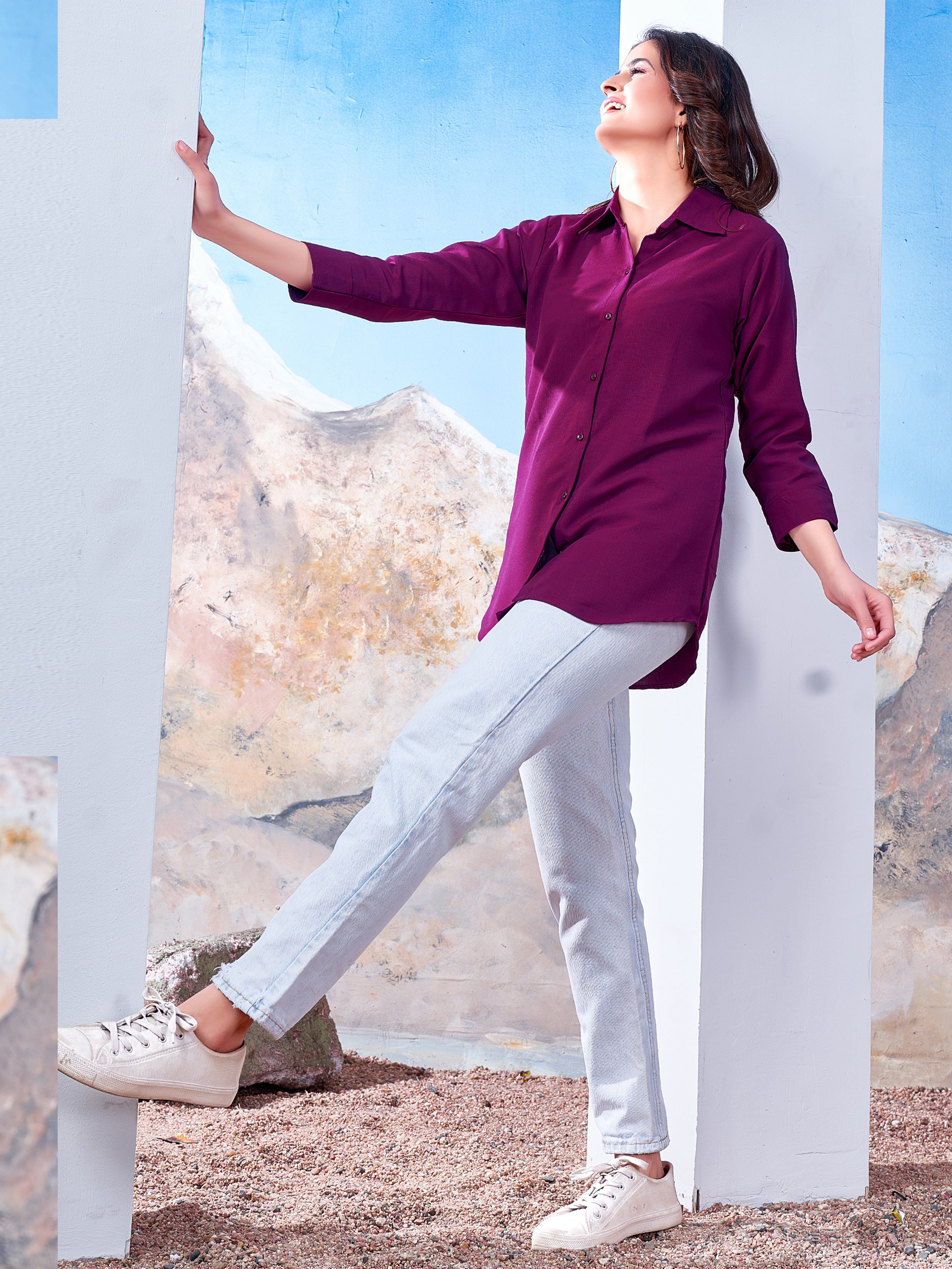 Women's Solid Magenta Cotton Professional Shirt – Office Wear & Formal Look