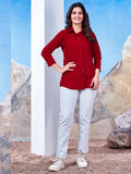 Red Solid Cotton Shirt for Women – Plain & Comfortable Everyday Wear