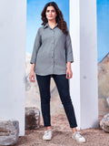 Light Grey Solid Cotton Shirt for Women – Plain & Comfortable Everyday Wear