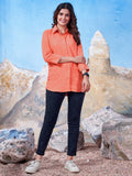 Solid Cotton Peach Shirt for Women – Plain & Comfortable Everyday Wear