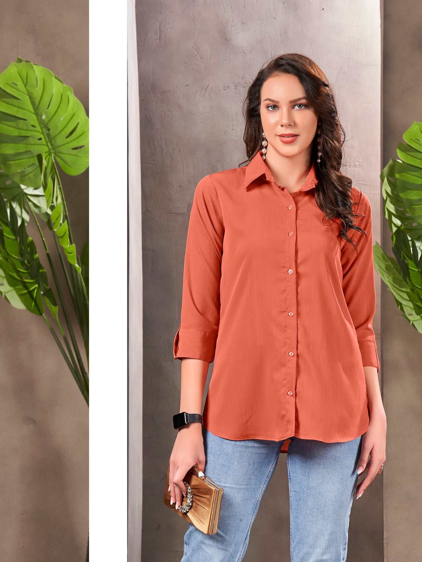 Peach Cotton Shirt for Women – Formal Office Wear & Business Attire