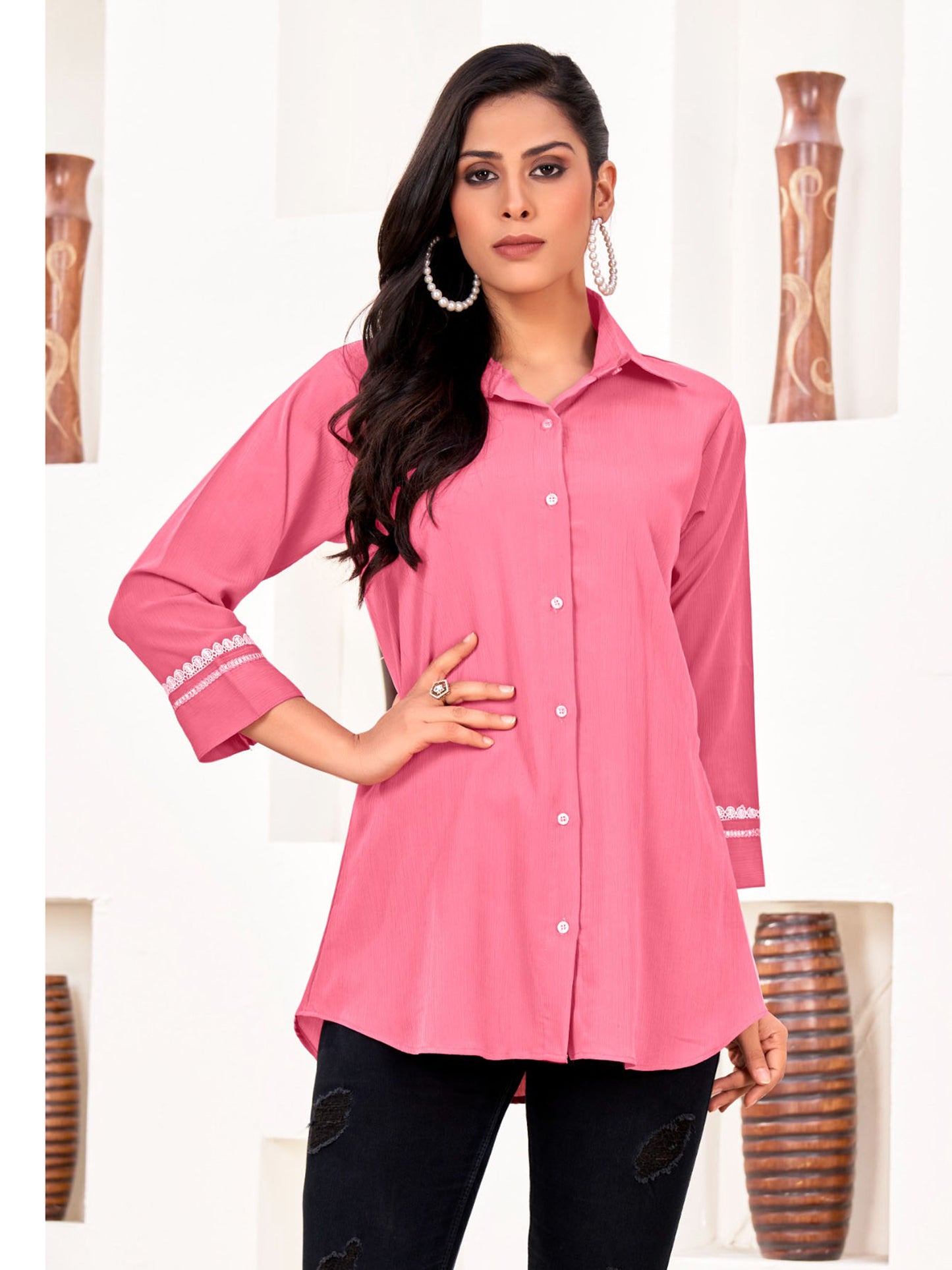 Pink Classic Cotton Shirts for Women – Stylish & Professional Office Wear