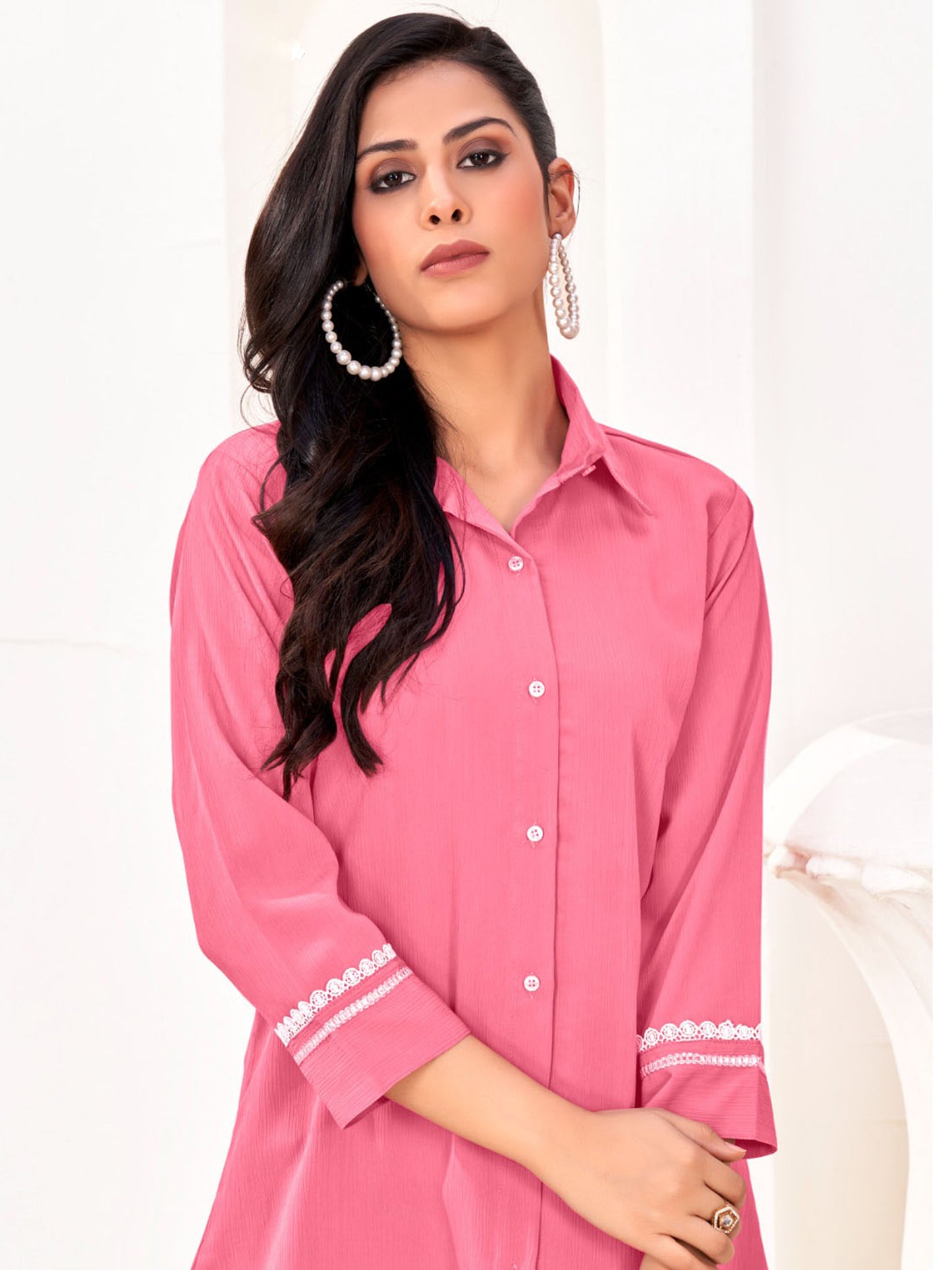 Pink Classic Cotton Shirts for Women – Stylish & Professional Office Wear